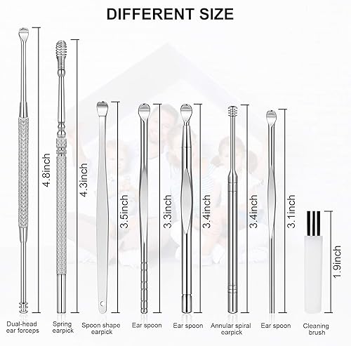 Miniatura 7 de Kit de eliminación de cera de oído de 8 piezas, herramienta de eliminación de cerumen, juego de limpieza de oídos, herramientas para eliminar la