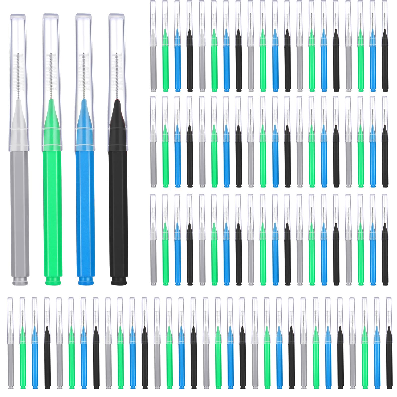 Patelai 100 Pcs Braces Dental Brushes,Assorted Colors,Various Sizes