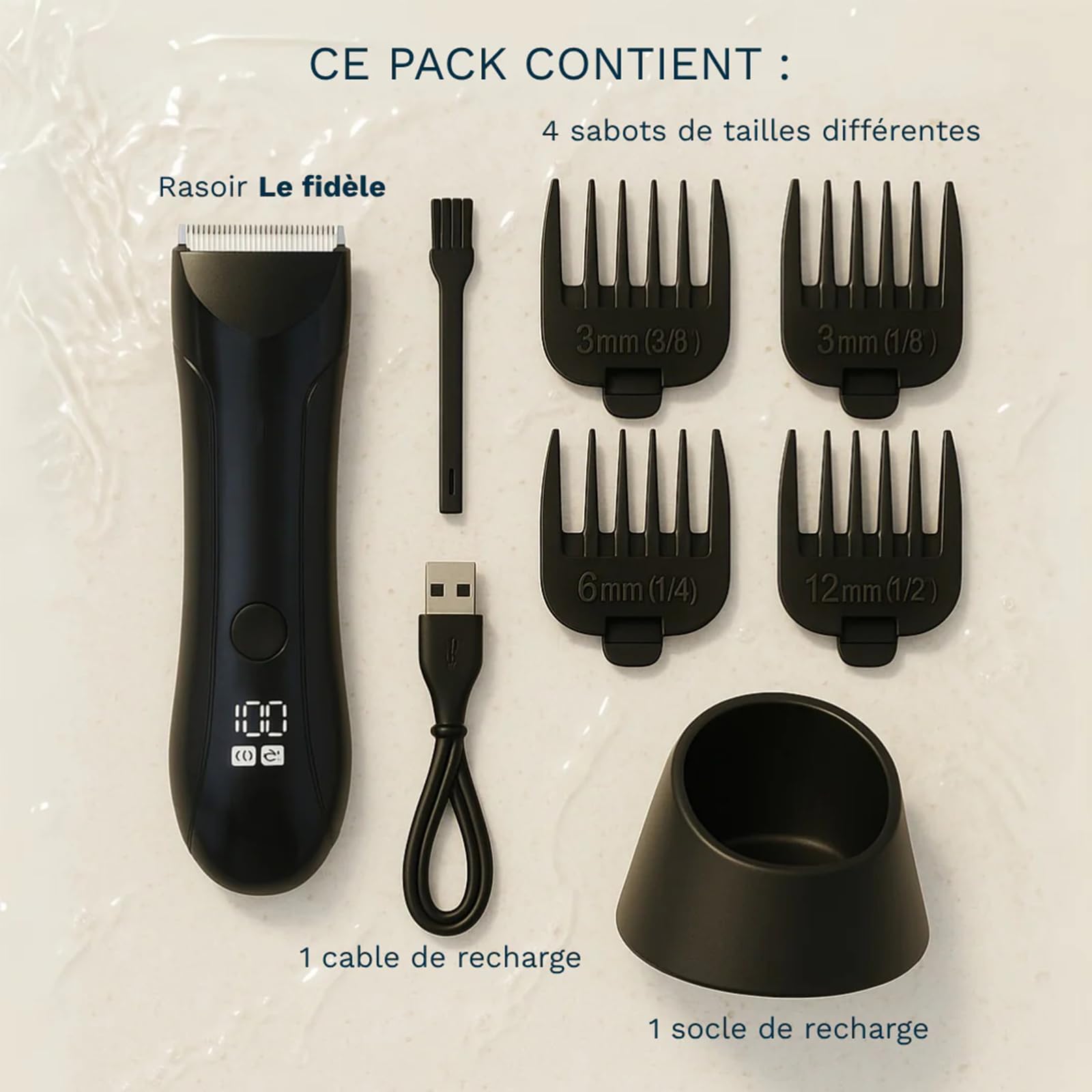 Tondeuse Intime, Votre allié idéal pour un rasage intime impeccable, Homme 4-en-1 Étanche IPX7, Peigne Réglable, LED écran, Wet & Dry, pour Aisselles, Aines, Jambes (Noir)