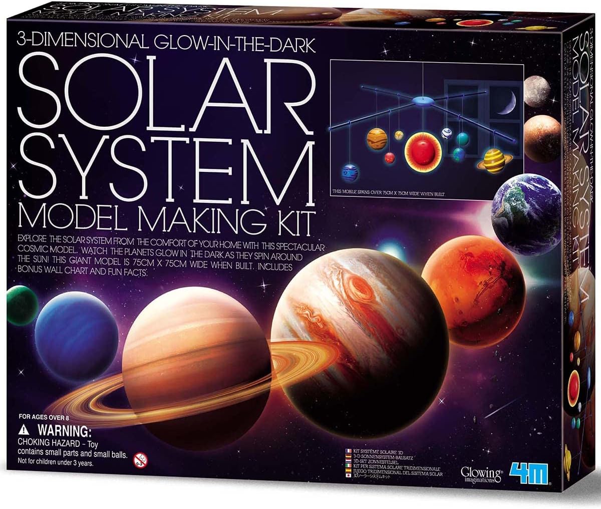 4M 3D Glow-in-the-Dark Solar System Mobile Making Kit - DIY Science Astronomy Learning Stem Toys Educational Gift for Kids & Teens, Girls & Boys