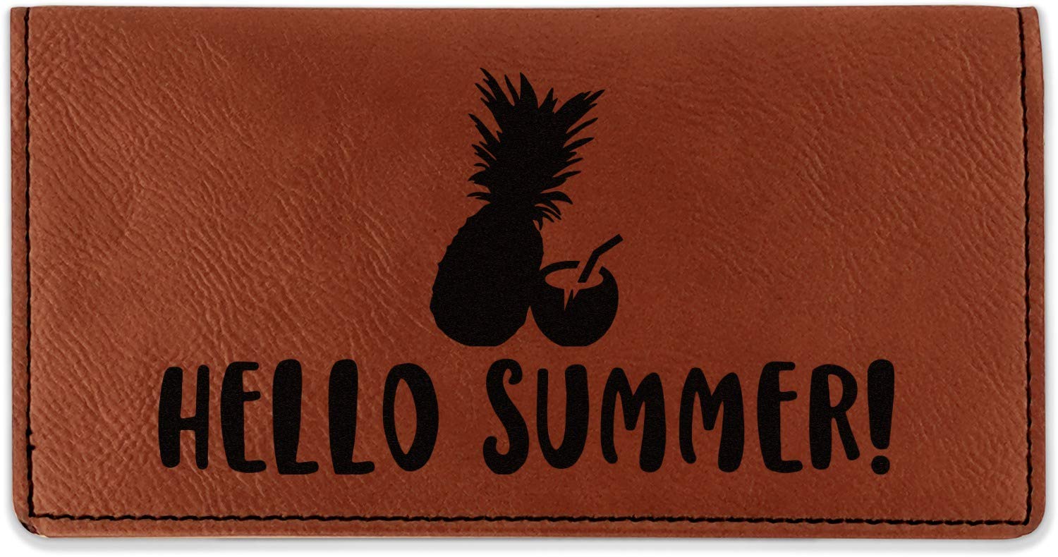 RNK Shops Personalized Pineapples and Coconuts Leatherette Checkbook Holder - Double Sided
