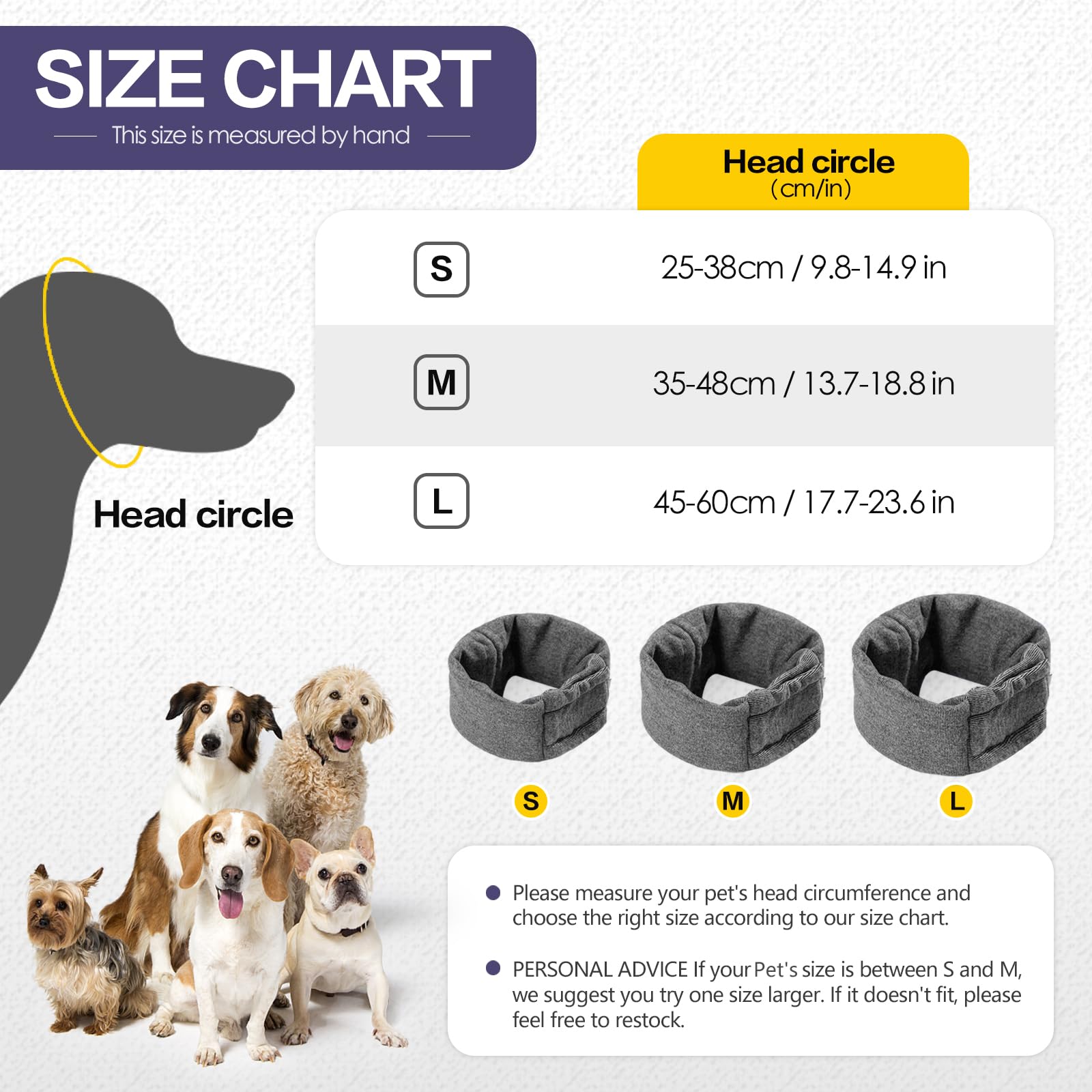 RISIPU Dog Earmuffs Dog Soothing Head Cover Dog Ear and Neck Warmer Easy to Wear Adjustable Suitable for Dogs Noise Reduction Soothing Winter Warmth (Gray - Image 2