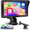 Protable Wireless Carplay Screen for Car, 7 Inch Carplay & Andrid Auto Touch Screen Radio for Car, Car Audio Receiver,DSPVoice ControlBluetoothFMAUXTF CardMirror Link