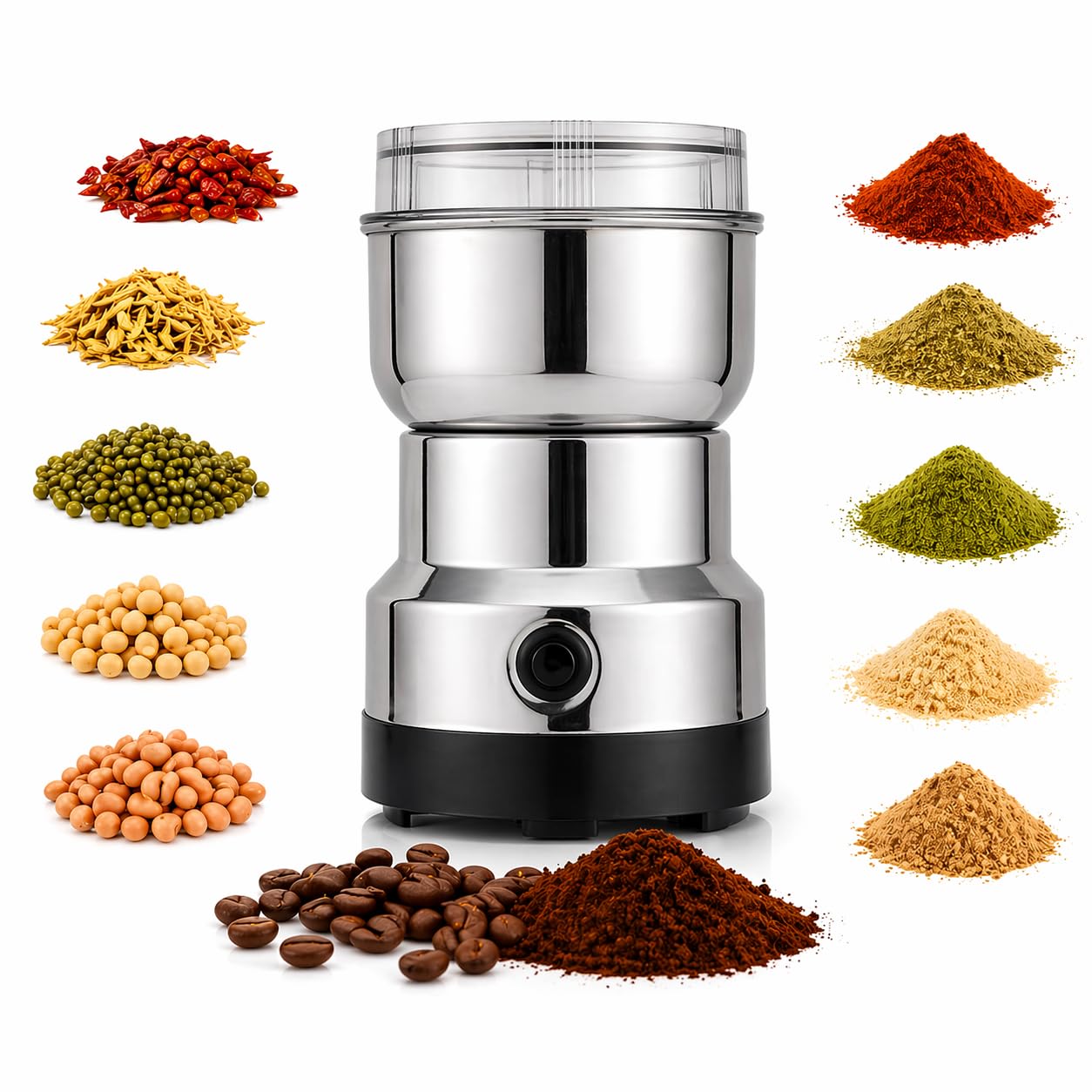 Moedor De Café Elétrico 150W Lâminas Inox Compacto Para Grãos Temperos e Especiarias