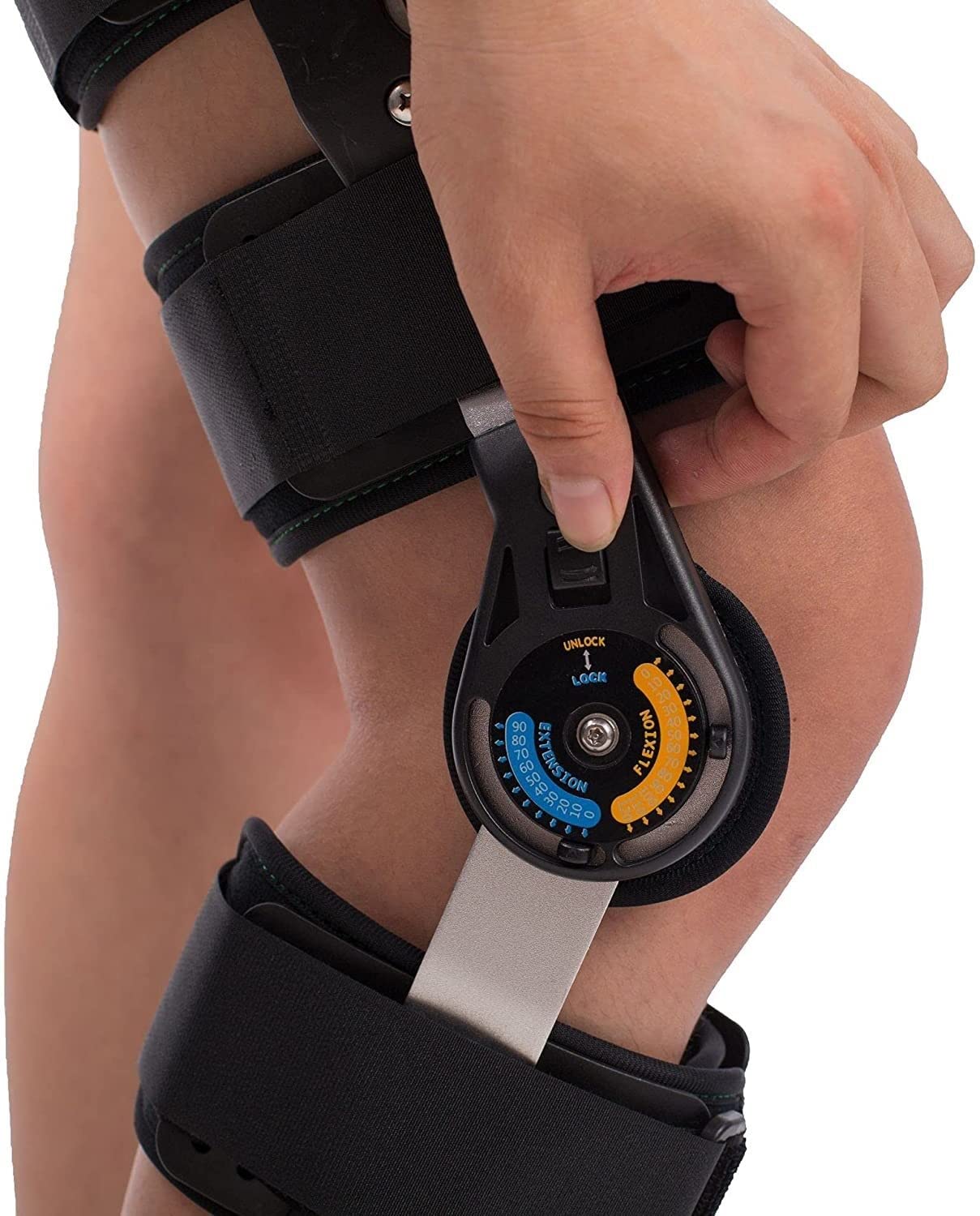 Rodillera ROM con Bisagras con Correa, Inmovilizador De Lesiones De Rótula, Protector De Protección Ortopédica Médica, Estabilizador De Pierna Ajustable, Ortesis De Rodilla, Férula