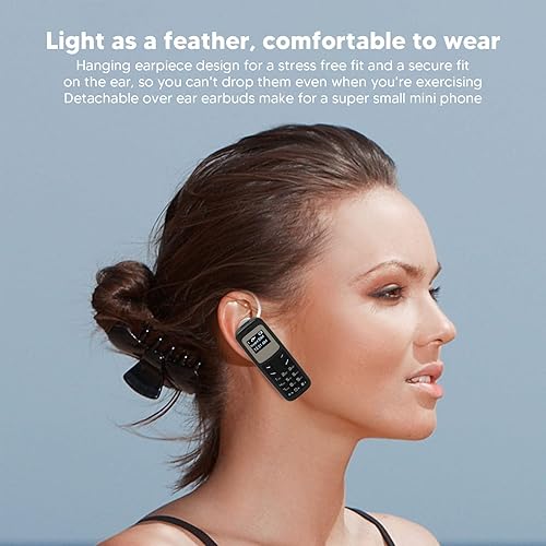 Miniatura 2 de Mini teléfono móvil, teléfono móvil pequeño desbloqueado Bluetooth auricular 0.66 pulgadas Bluetooth Dialer con gancho para la oreja Soporte SIM MP3