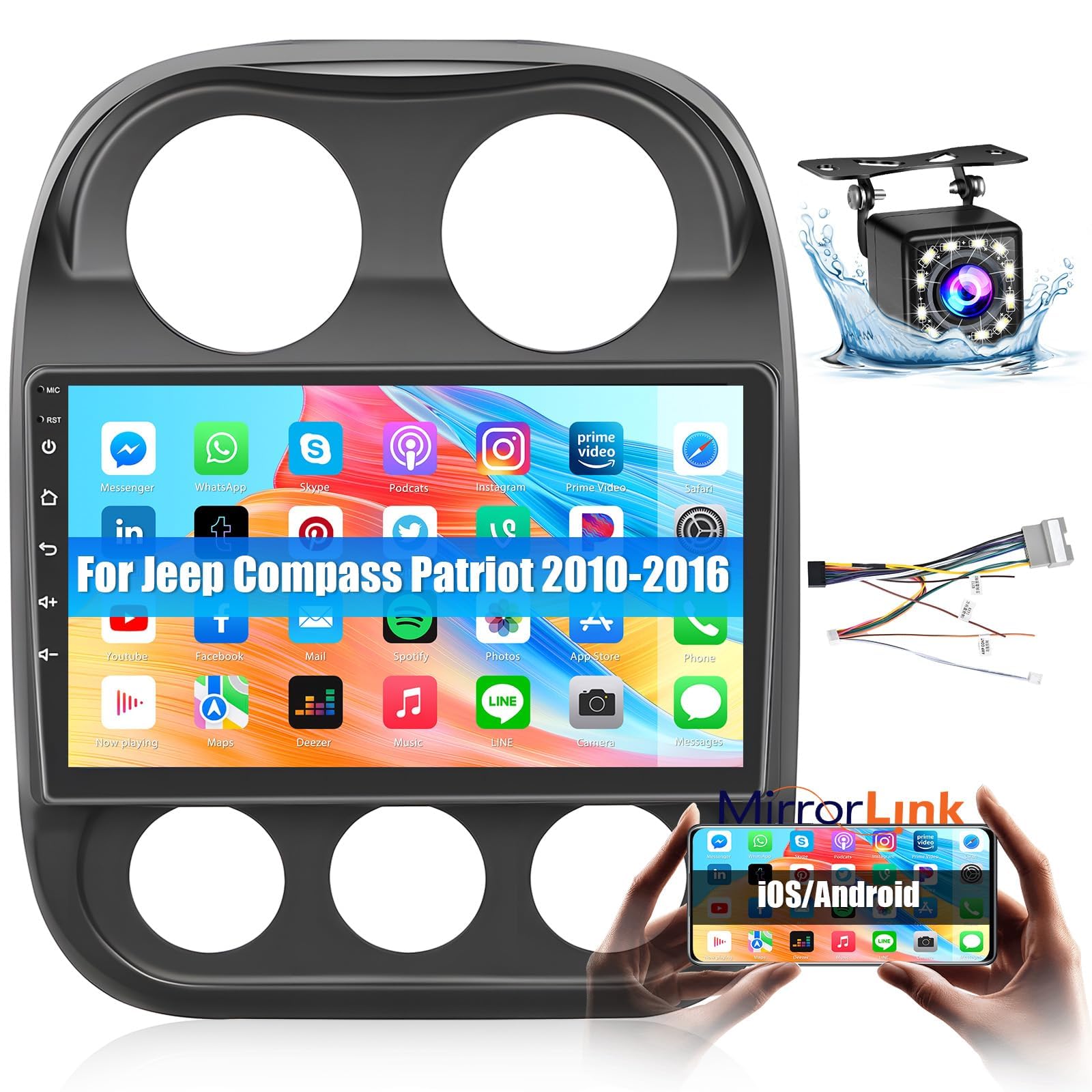 (1+32G) for 2010-2016 Jeep Compass Patriot Android 13 Radio, Roinvou 10.1 Inch Touch Screen Radio Dash Kit with Backup Camera, in-Dash GPS Navigation Support Mirror Link Bluetooth WiFi FM-image-30