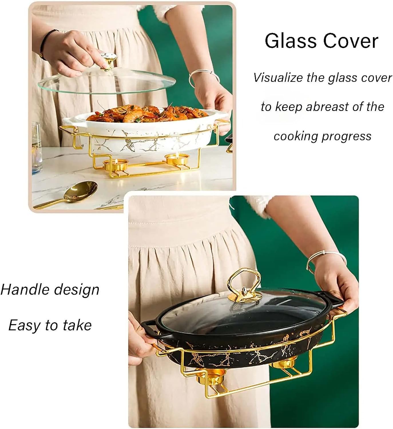 Juego de platos para bufé, de cerámica con acabado de mármol, calentador de buffet para bodas, fiestas, banquetes, eventos de catering