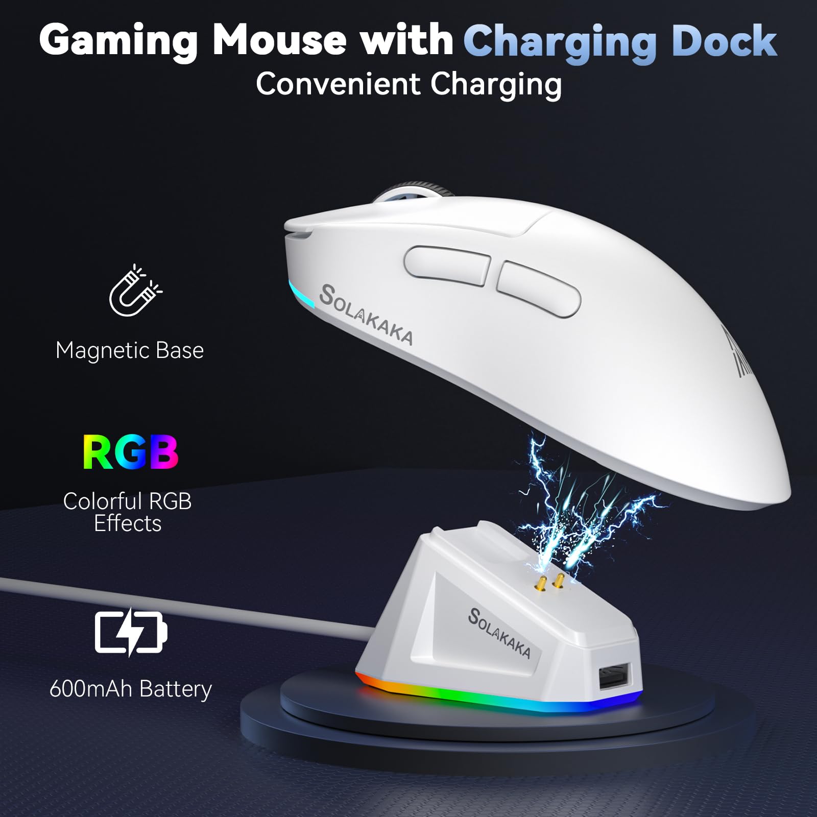 SOLAKAKA SM822 - Ratón para juegos para PC, portátil (blanco)