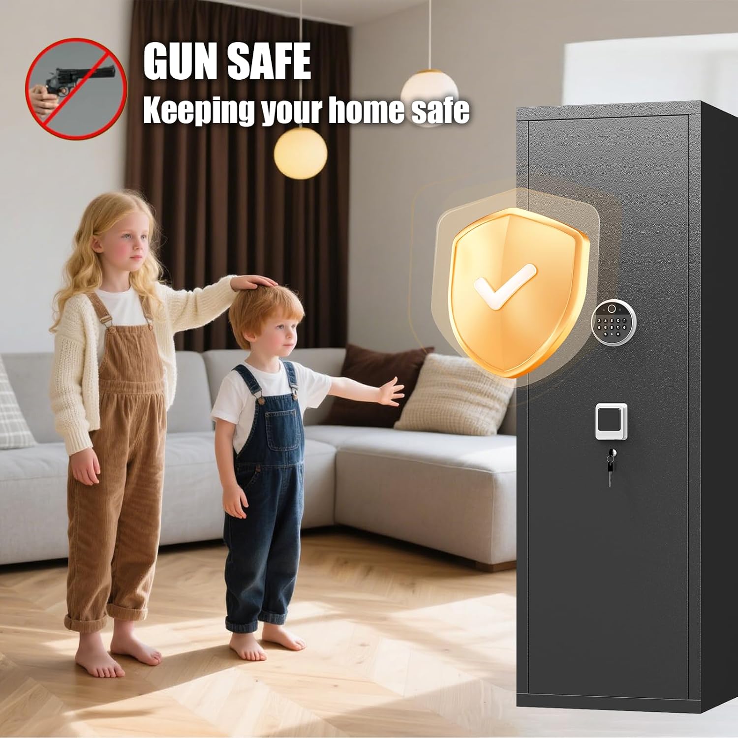 8-12 Gun Safe for Rifles and Pistols Rifle Safes for Home Gun Safes for Rifles, Rifle Safes for Home Large Gun Cabinet, Adjustable Rack, No Assemble (11.8"D x 13.78"W x 57"H)