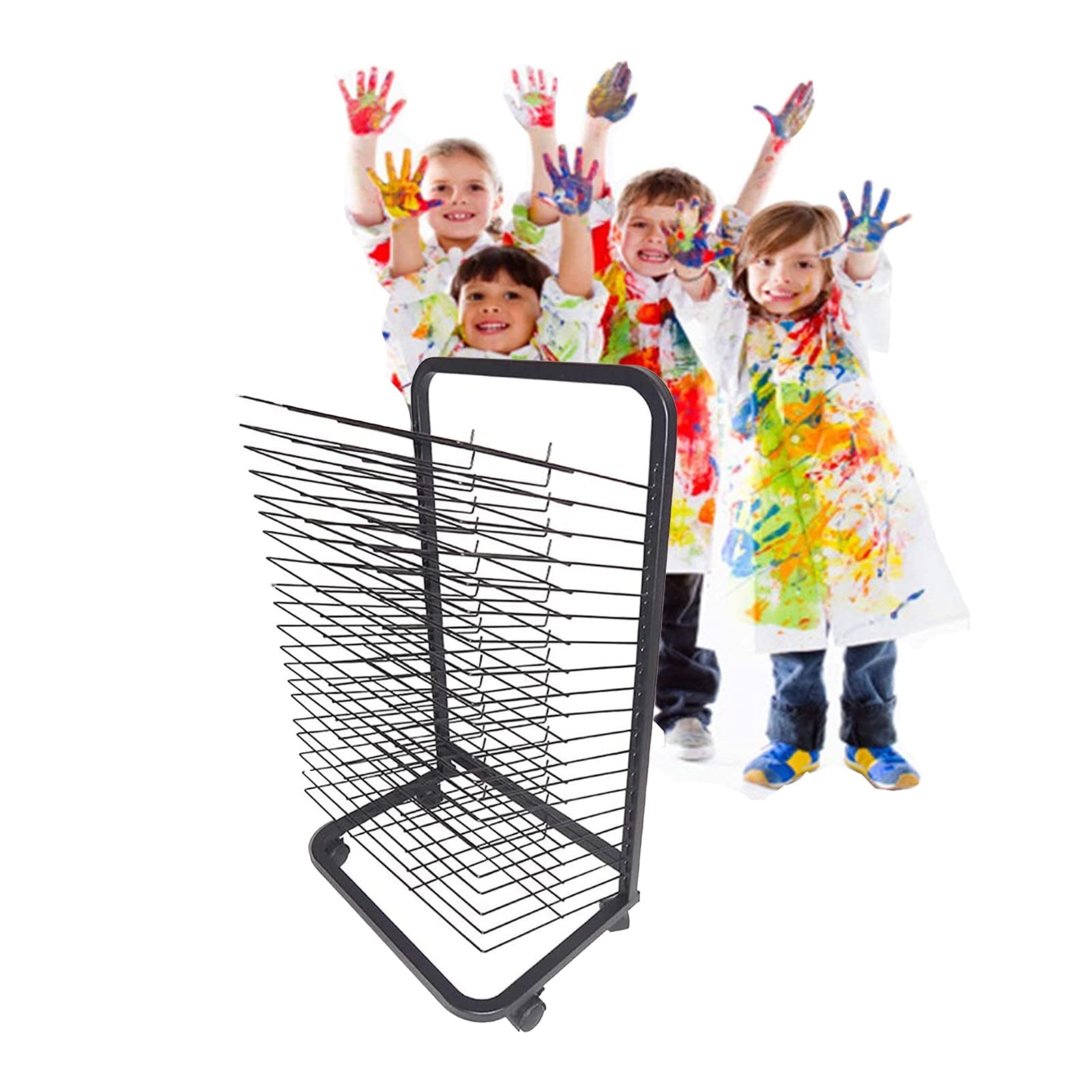 Aioneer Mobile Art Drying Rack-25 Layers, Drying Easel Art Studio, Educational Product Drying Rack, Space-saving Shelf