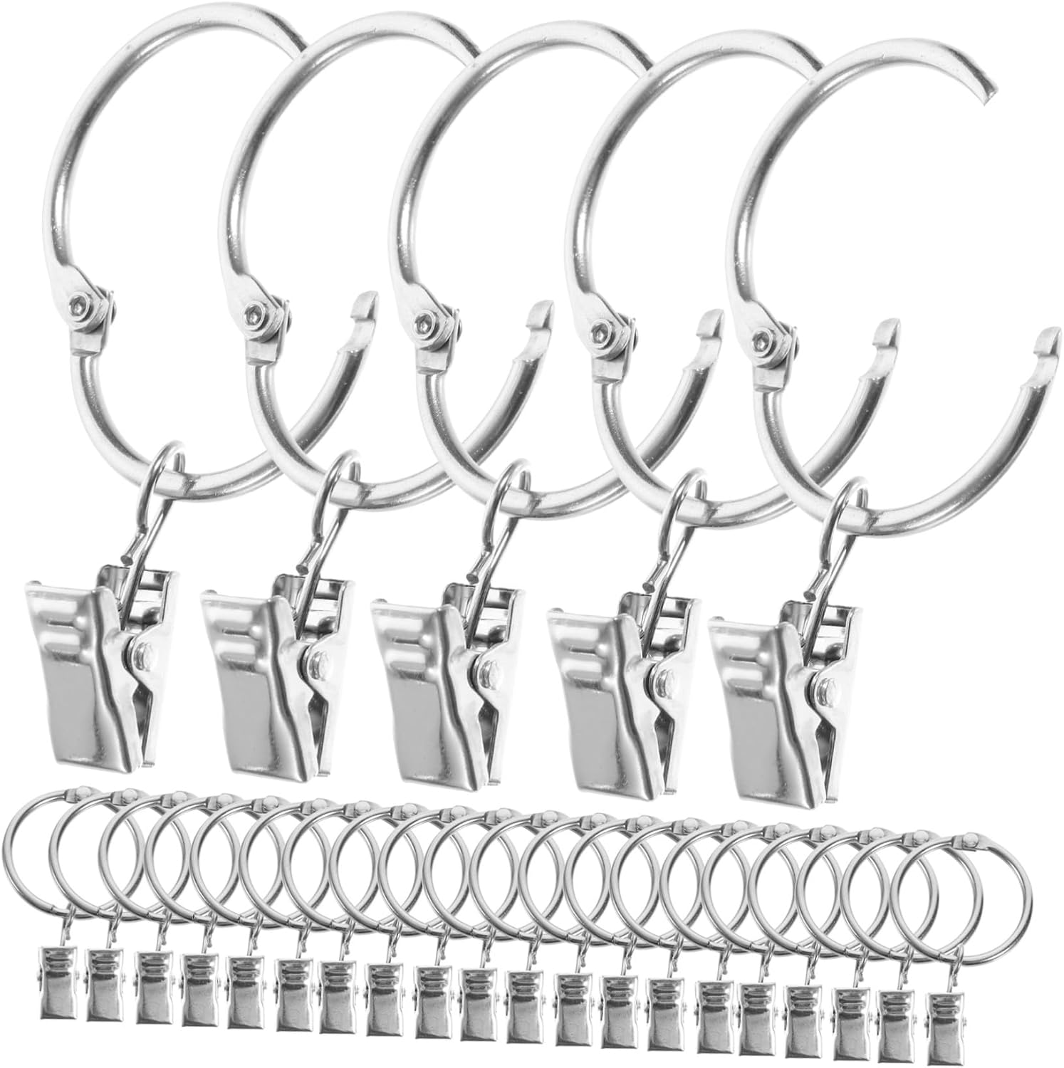 Luxshiny 50pcs Curtain Clips Ring Hooks Easy to Clean and Space-Saving for Bath and Drapery