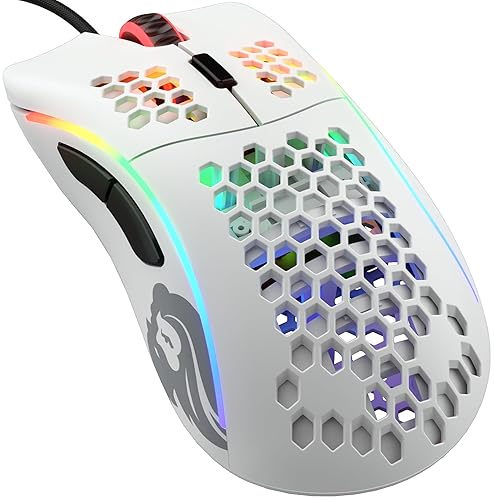 Glorious Model D Wired Gaming Mouse - 68g Superlight Honeycomb Design, RGB, Ergonomic, Pixart 3360 Sensor, Omron Switches, PTFE Feet, 6 Buttons - Matte White - Matte White - Model D (Ergonomic)
