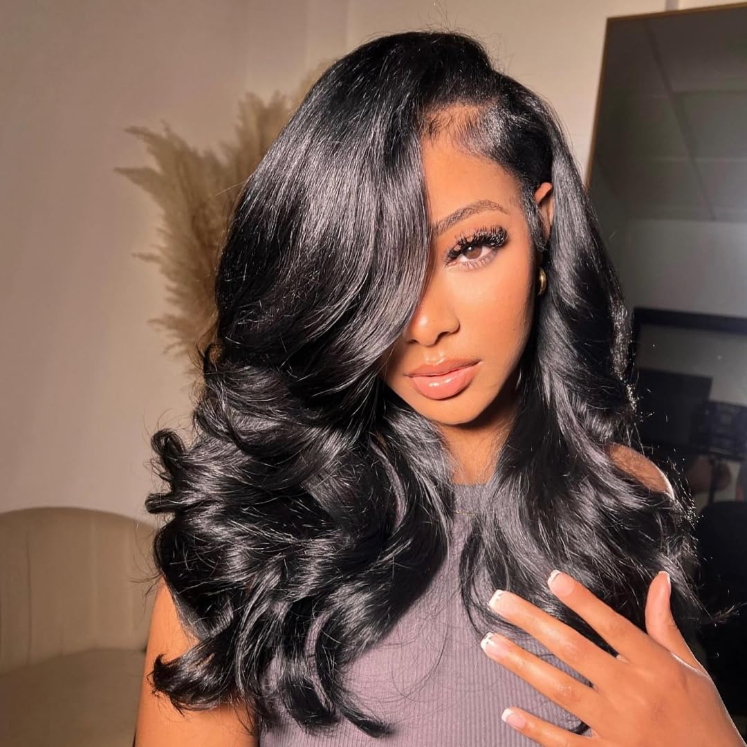 Black wig lace from side part medium length 16 inches long Heat ok s-l400.jpg main image 3