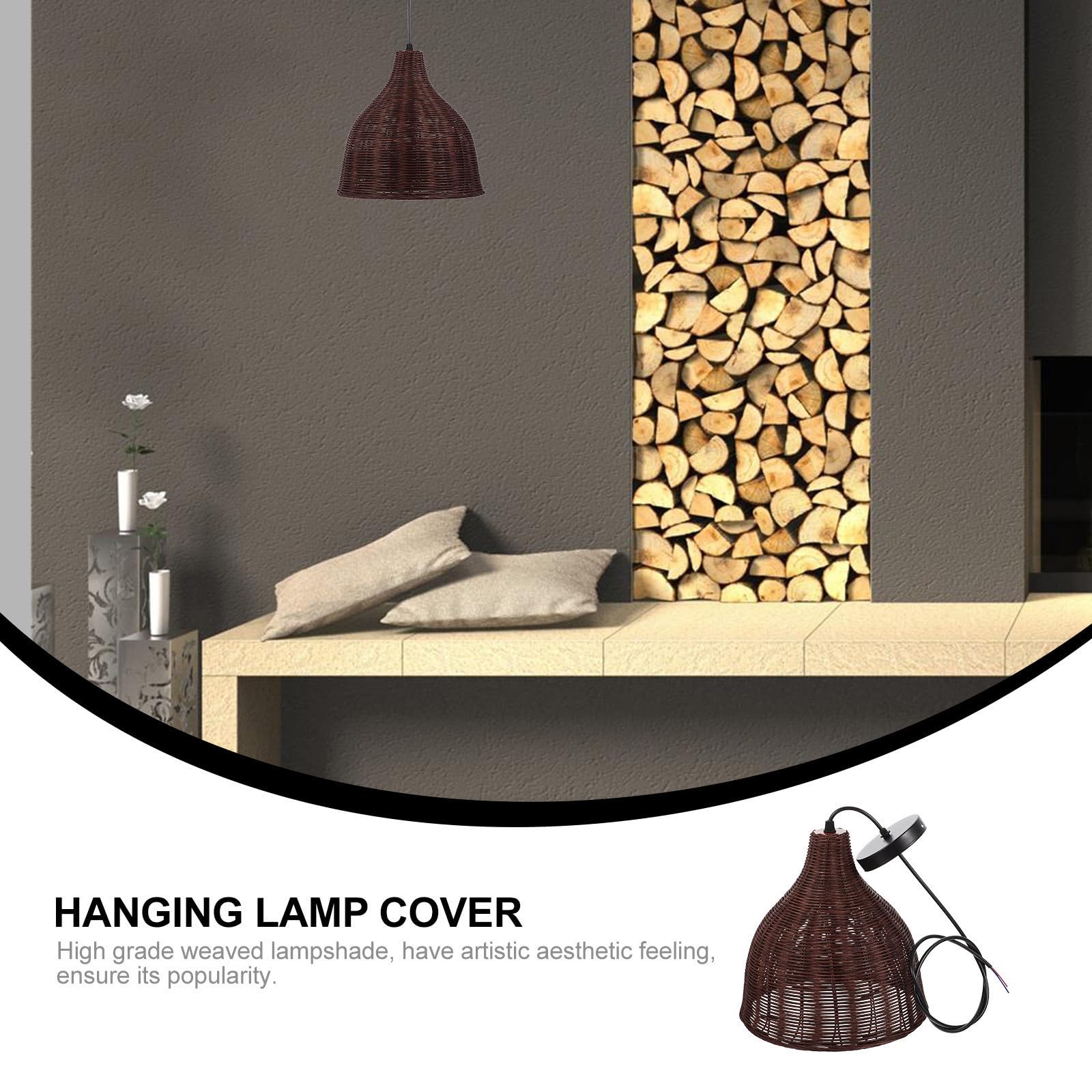 Marrón Pantalla de Ratán Decorativa Lámpara, Colgante
