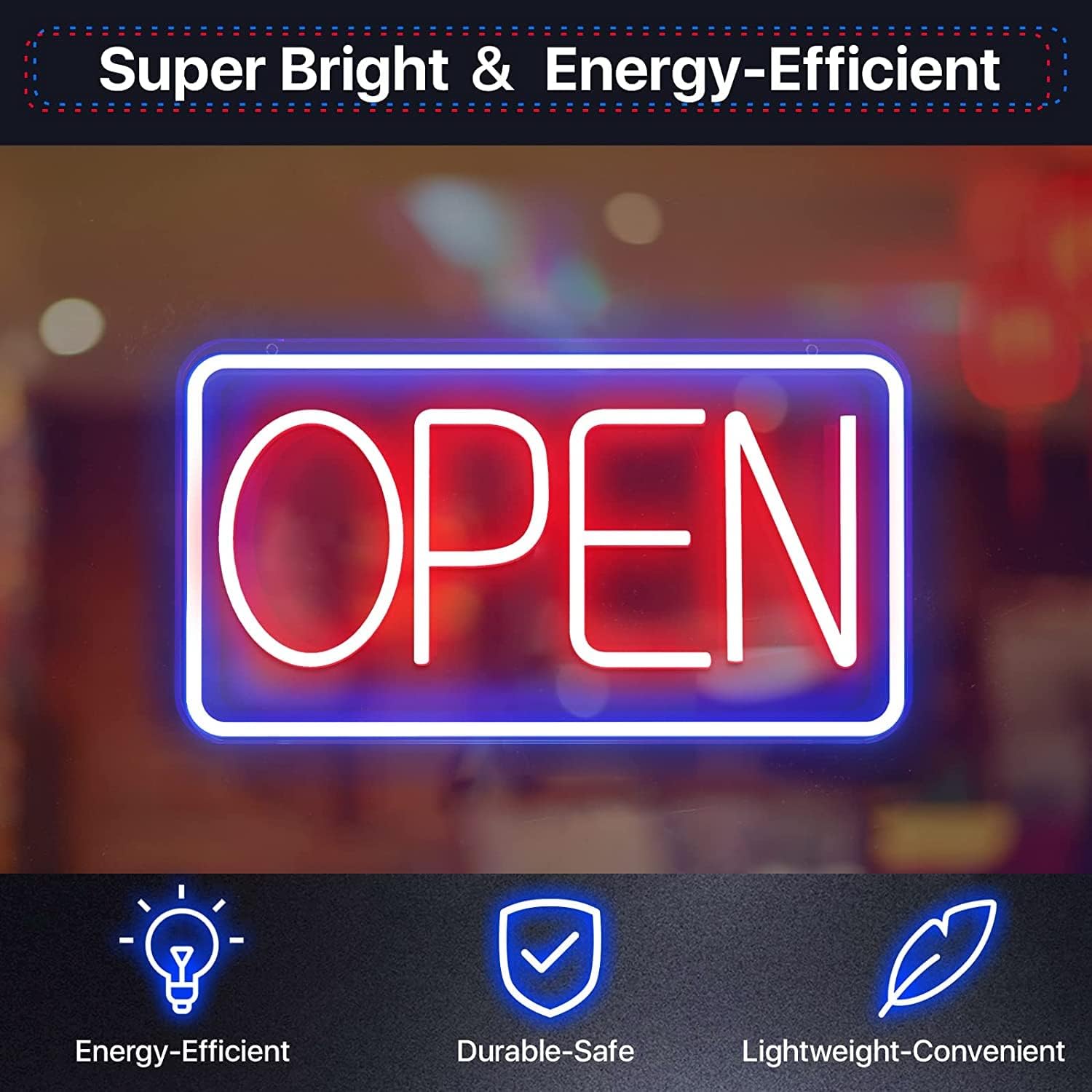 SOLIDEE Insegna Luminosa LED Scritte Neon Alimentate da USB con Interruttore Dimmerabile Luce al neon per Decorare Party Bar Hotel Shop Cafe Restaurant Sala giochi(blu rosso)