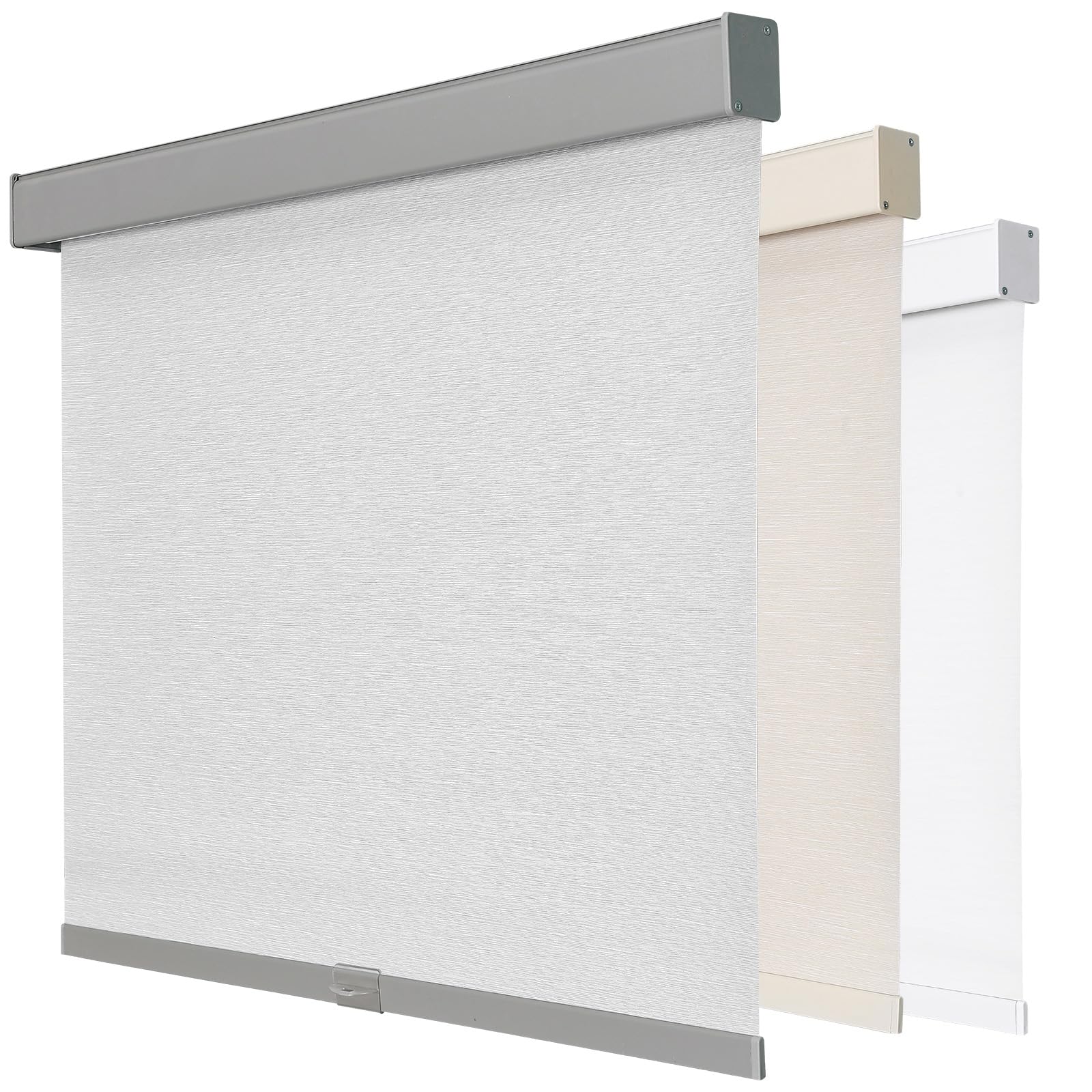 Joydeco 100% Blackout Roller Shades Cordless Blinds for Windows, Free-Stop Shades, UV Protection, Natural Woven Blinds for Home and Office, Light-Proof Aluminum Cover (35" W x 75" H, Gray)