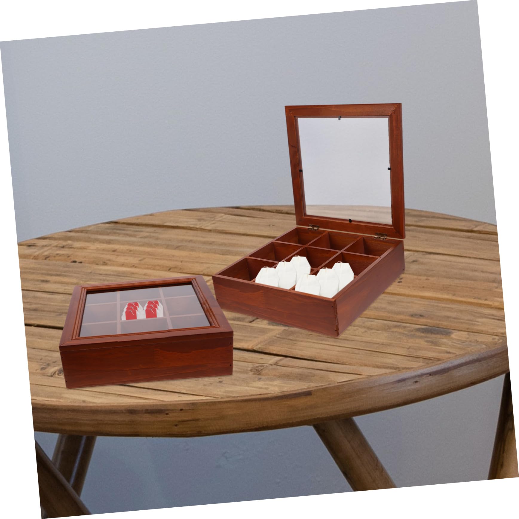 GLEAVI Holzfach Teebeutel Organizer Box Für Teebeutel Kaffeestation Aufbewahrungsbox Mit Mehreren Fächern Kompakt Und Leicht