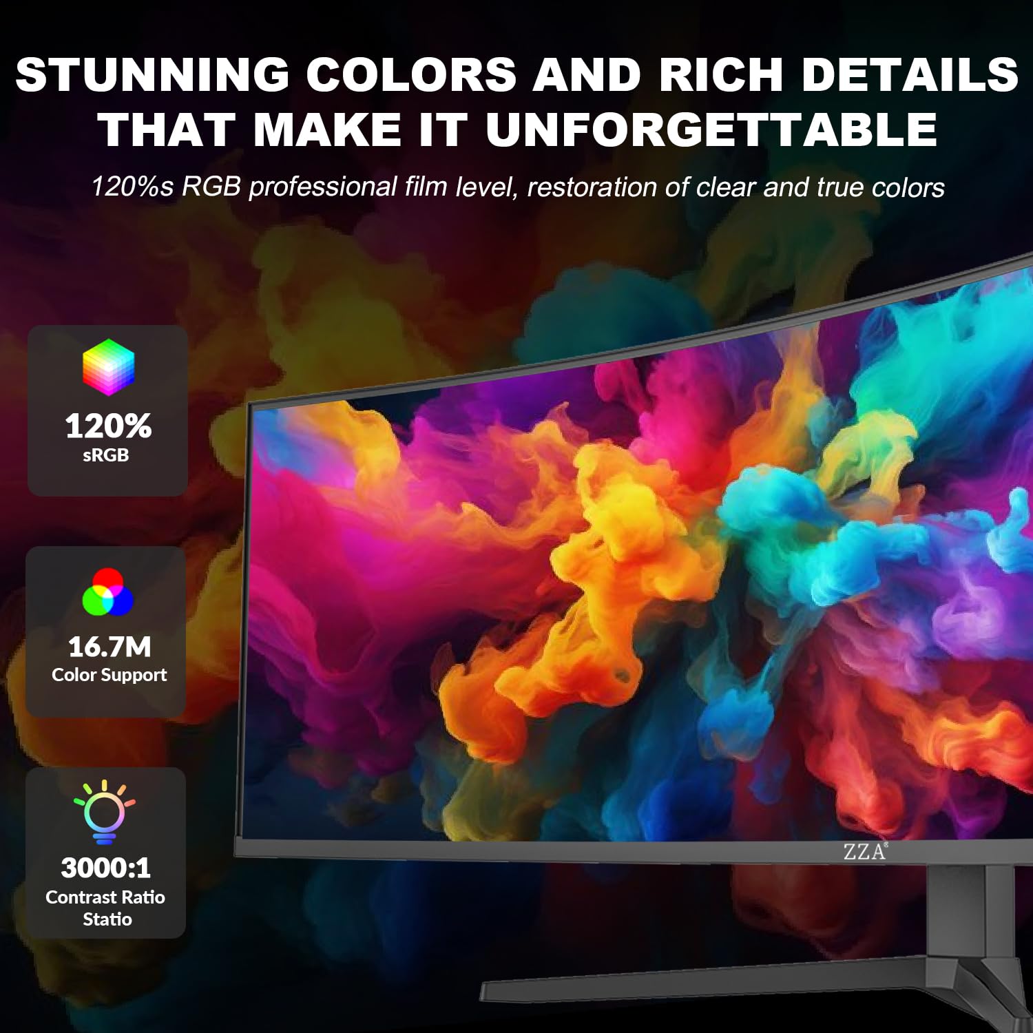 ZZA Monitor da gioco super ultrawide da 49 pollici, display curvo DQHD 5120 x 1440, frequenza di aggiornamento 165Hz, schermo immersivo 1500R, illuminazione RGB, supporto regolabile in altezza, HDMI