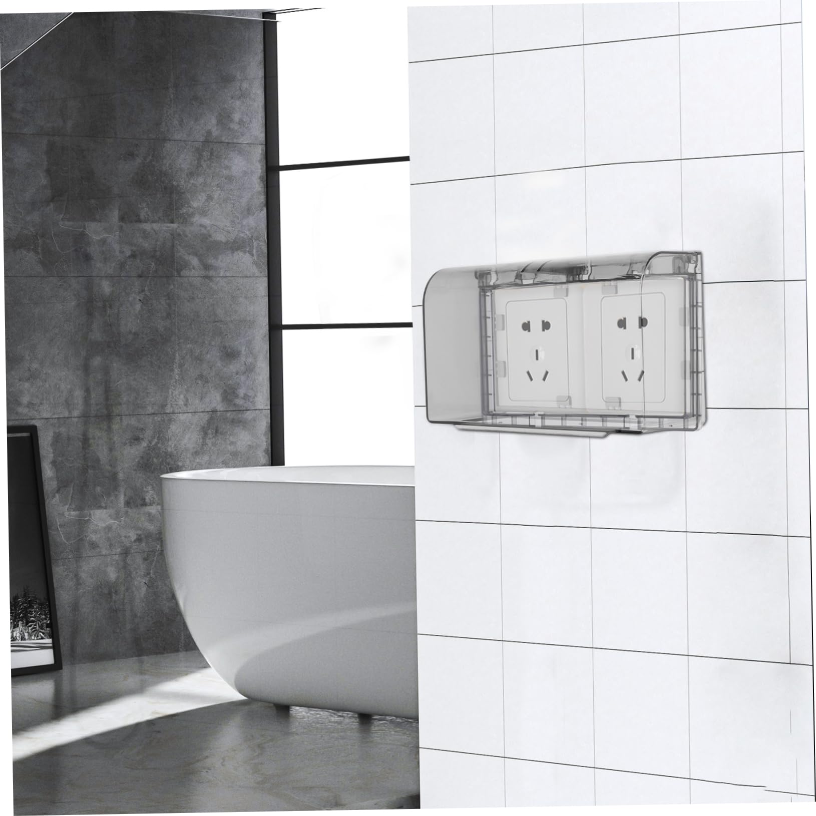 Cabilock Copertura Impermeabile Doppia Per Prese Esterne 2 Posti 4.76X4.76X7.94 Pollici Con Cerniera Protezione Sicurezza Per Bagno Ambienti Umidi