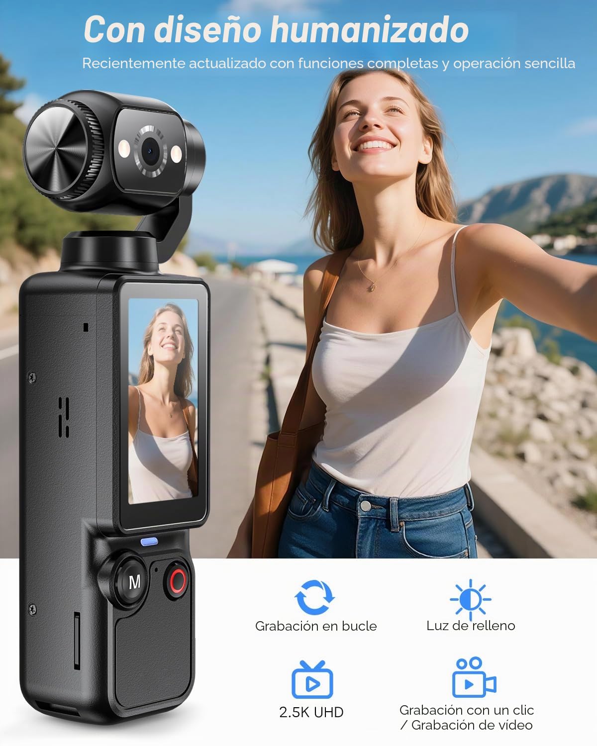 Cámara Mini W&O de Mano para Vlogging Gris Oscuro