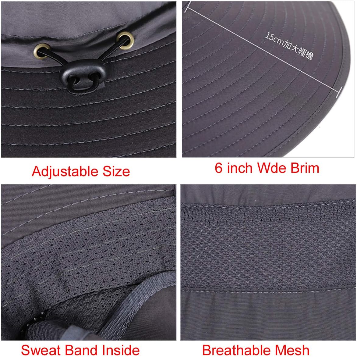 HUAMULAN 6" Super Wide Brim Sun Hats, Men and Women Bucket Hat for Fishing Hiking Garden Lawn Work Safari Camping Outdoor - Image 5