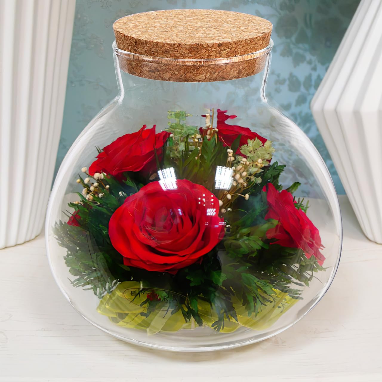 Happyyami Pflanzen Terrarium Micro Landschaft Flasche Klar Glas Anlage Terrarium Container aus Glasflasche Fisch Tank mit korkdeckel DIY Vase 15cm