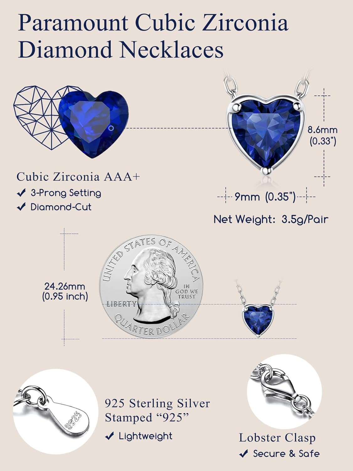 925 Sterling Silver Pendant Necklaces for Women, Heart/Round Birthstone Necklaces Birthday Jewelry for Mother Wife Daughter (with Gift Box) - Image 5