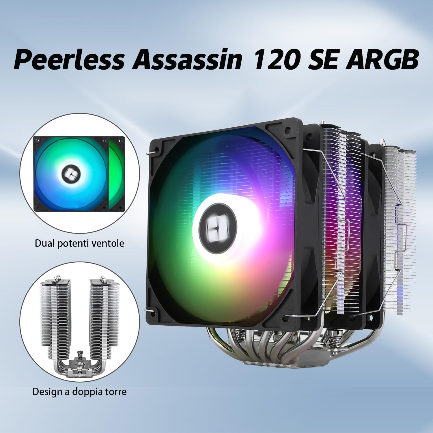 TR Peerless Assassin 120 SE ARGB Raffreddatore d'aria CPU, 6 tubi di calore raffreddamento CPU, doppia ventola 120 mm TL-C12C-S PWM, tecnologia AGHP, per AMD AM4/Intel 1700/1150/1151/1200