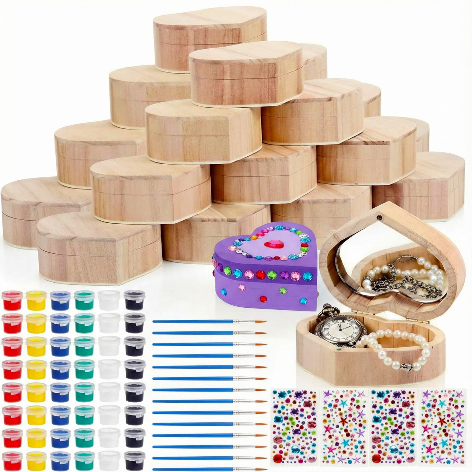 Amazon.com: Kigley 12 Set/100 Pcs Unfinished Wooden Boxes for
