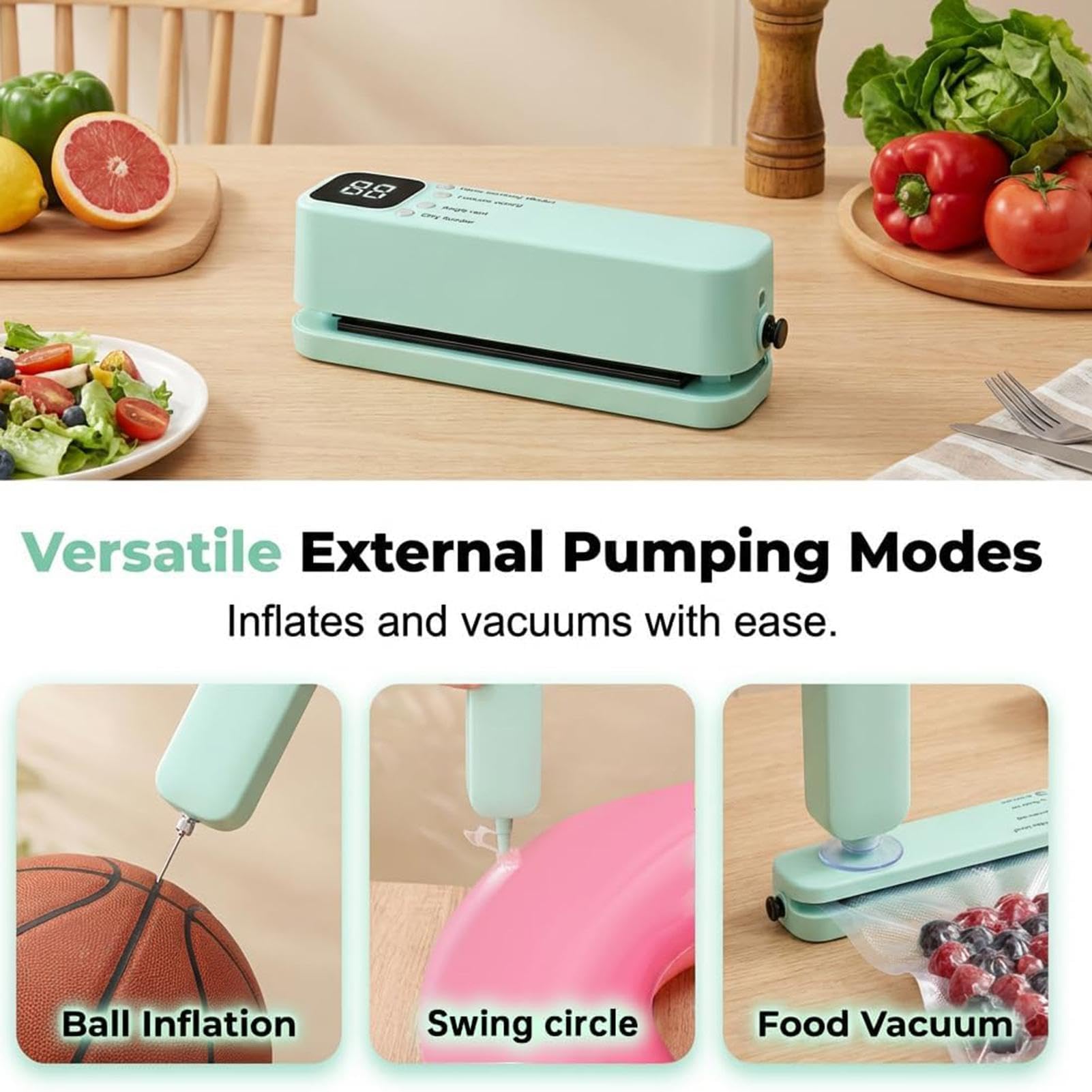 Macchina per sottovuoto a mano, portatile, ricaricabile tramite USB, mini macchina per sottovuoto, per uso in casa, cucina, camera da letto, appartamento, hotel e affitto