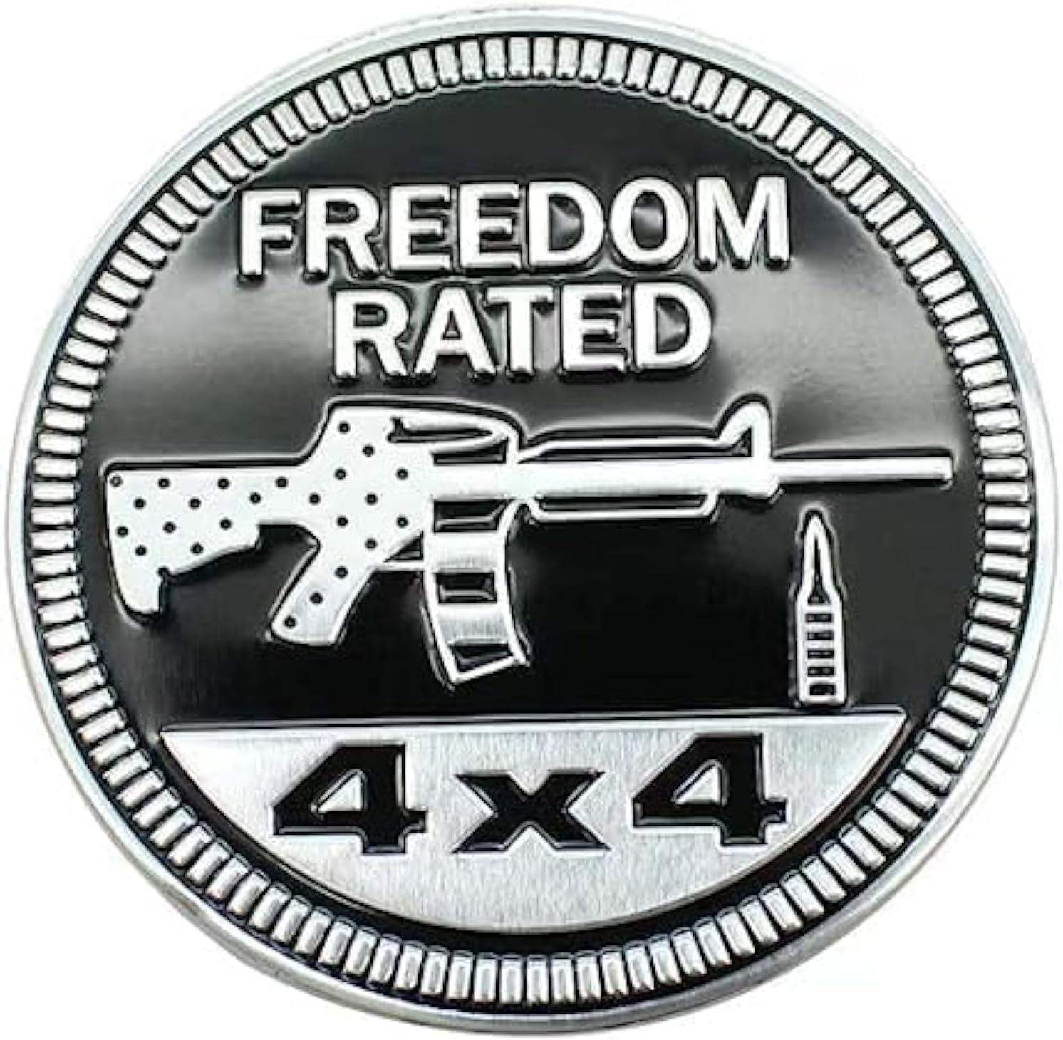 YUGEYE 4 x 4 Metal Automotive Badge 3D Metal Emblems Round Emblem Decals Car Badge Decals Stickers (Freedom Rated)