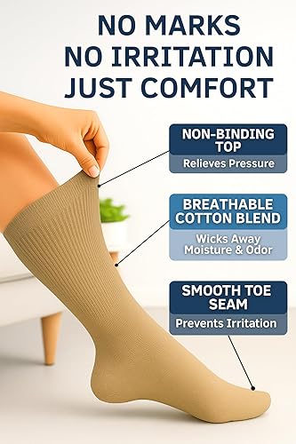 Vista 35 de Special Essentials Calcetines para diabéticos para hombres y mujeres, 6 pares de calcetines neuropatía que no se vinculan y absorben la humedad