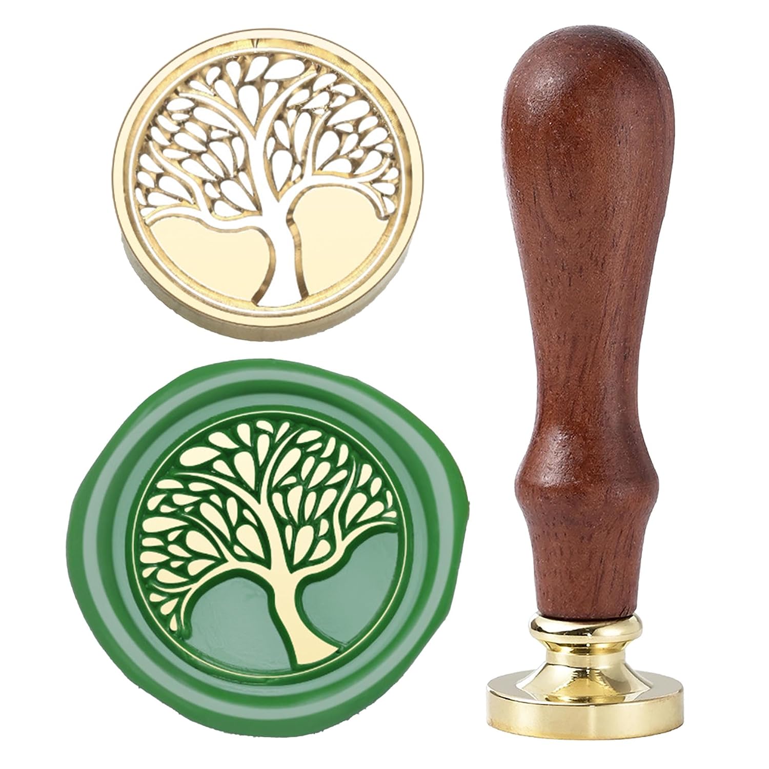 Tree of Life Wax Seal Stamp - Cosmic Tree Wax Stamp, 0.98 Inch (25mm) Brass Plant Stamp with Handle for Invitations, Cards,Envelopes, Letter Sealing, Anniversaries, Baby Shower(Lattice)