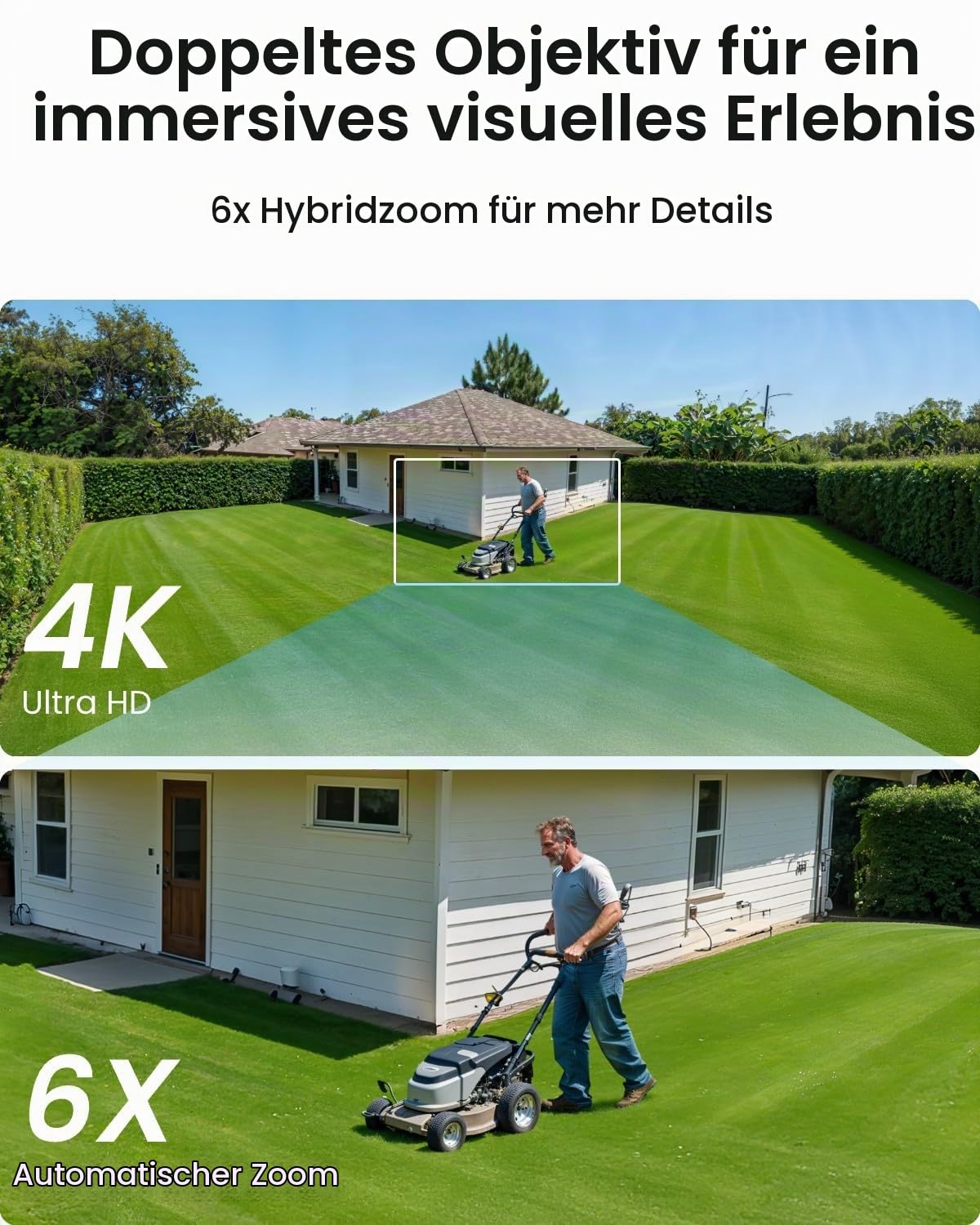 Reolink 8MP PTZ PoE Überwachungskamera Außen mit Dual-Objektiv, 6X Hybridzoom, 355°/90° Schwenkbar, Farbnachtsicht, Personen-/Fahrzeug-/Tiererkennung, 2X TrackMix PoE Grau mit NVR RLN8-410