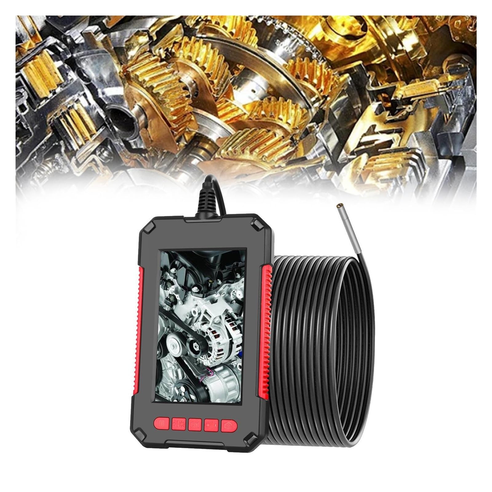 Endoskop, Endoskop przemysłowy Kamera inspekcyjna o wysokiej rozdzielczości i kolorowym ekranie przekątnej 4,3 cala(3.9mm 10m Hard Wire)