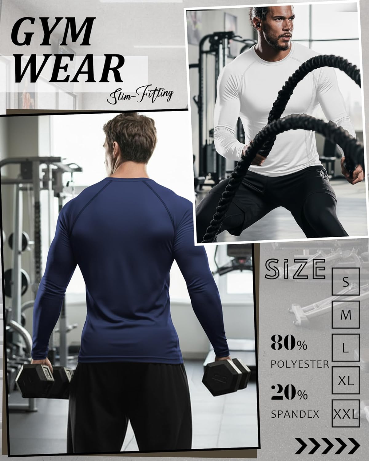 Neer 4 Pcs Mens Compression Shirts Raglan Long Sleeve Slim Fit Crew Neck Tops Workout Athletic Cool Dry Base Layer Gym Tees - Image 6