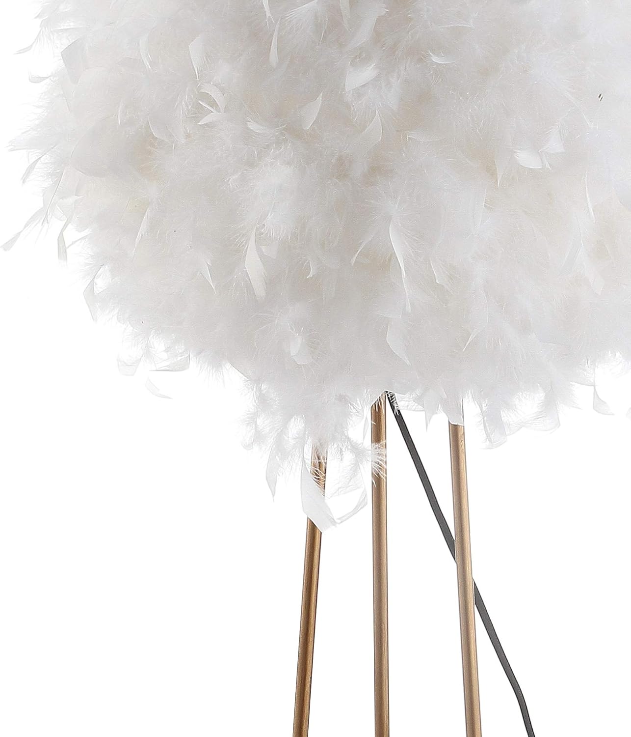 Glam 52" Arc White Feather Globe Shade Floor Lamp in Gold