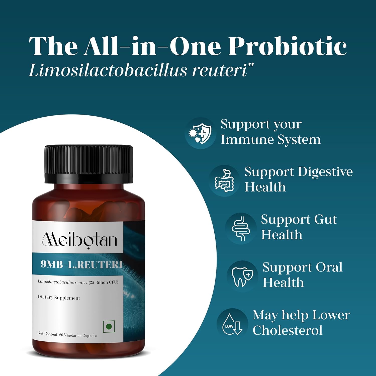 Lactobacillus Reuteri 25 Billion CFU for Women & Men - L Reuteri w/Probiotic, Dairy Free - Promotes Immunes & Gut Health - 60 Veggie Capsules - Image 6