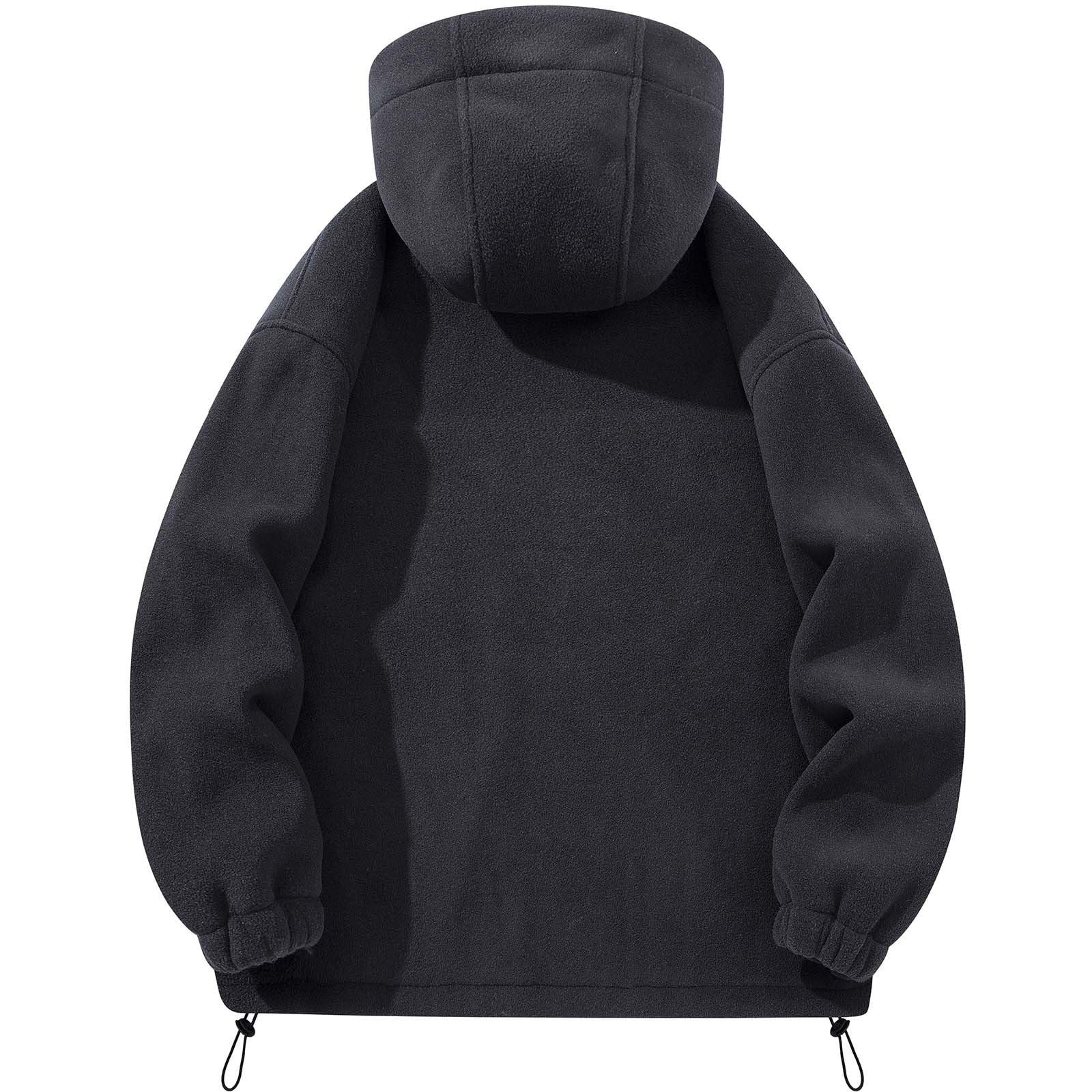 Generisch Chaqueta de invierno cálida para hombre con capucha, forro polar, chaqueta deportiva para exteriores, cortavientos, chaqueta de forro polar, chaqueta de camionero con bolsillos con