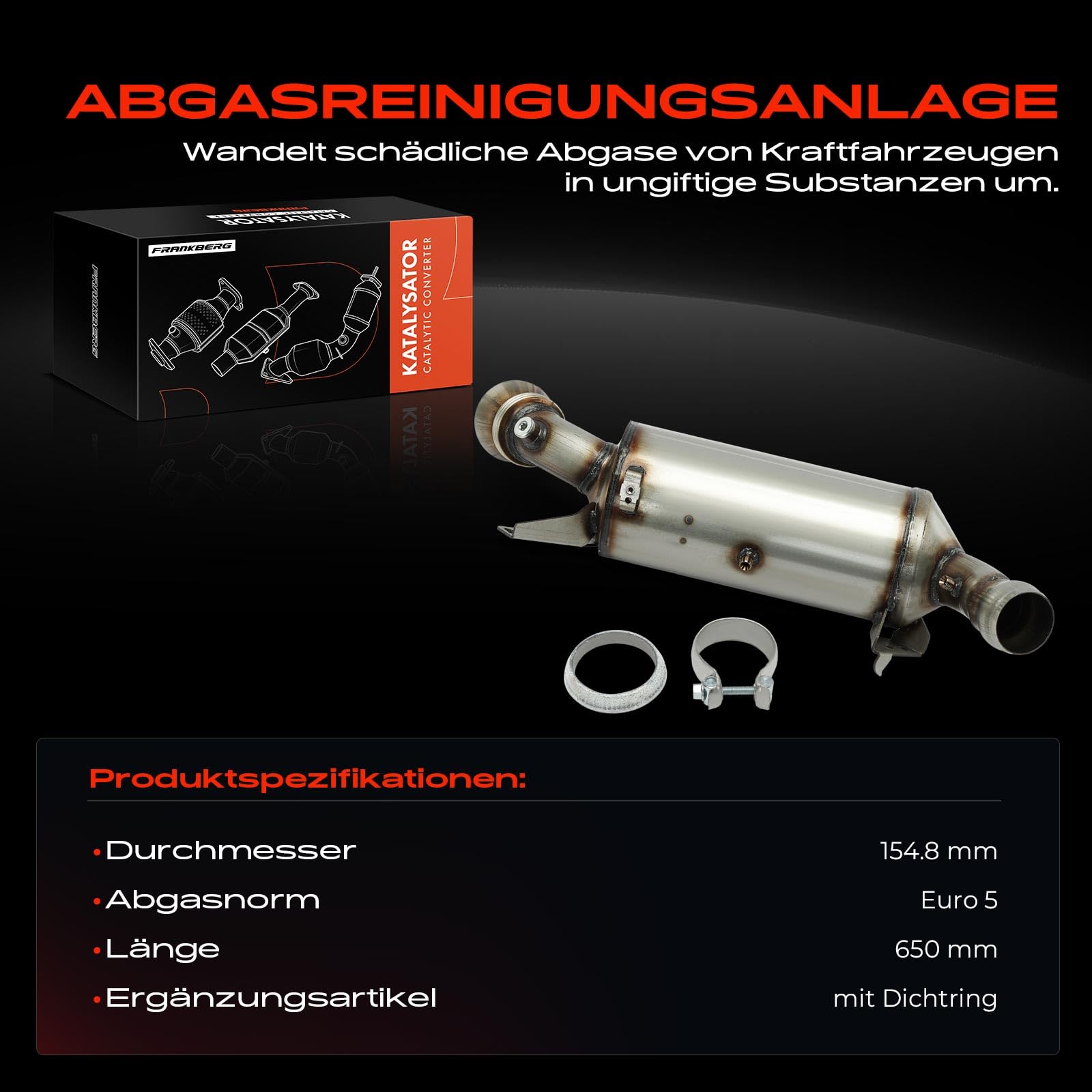 Frankberg 1x Dieselpartikelfilter Kompatibel mit C-Klasse W204 C220 C250 2.1L CLS C218 CLS220 CLS250 2.1L E-Klasse W212 E220 E220 E250 E300 2.1L Replace# 2044907436