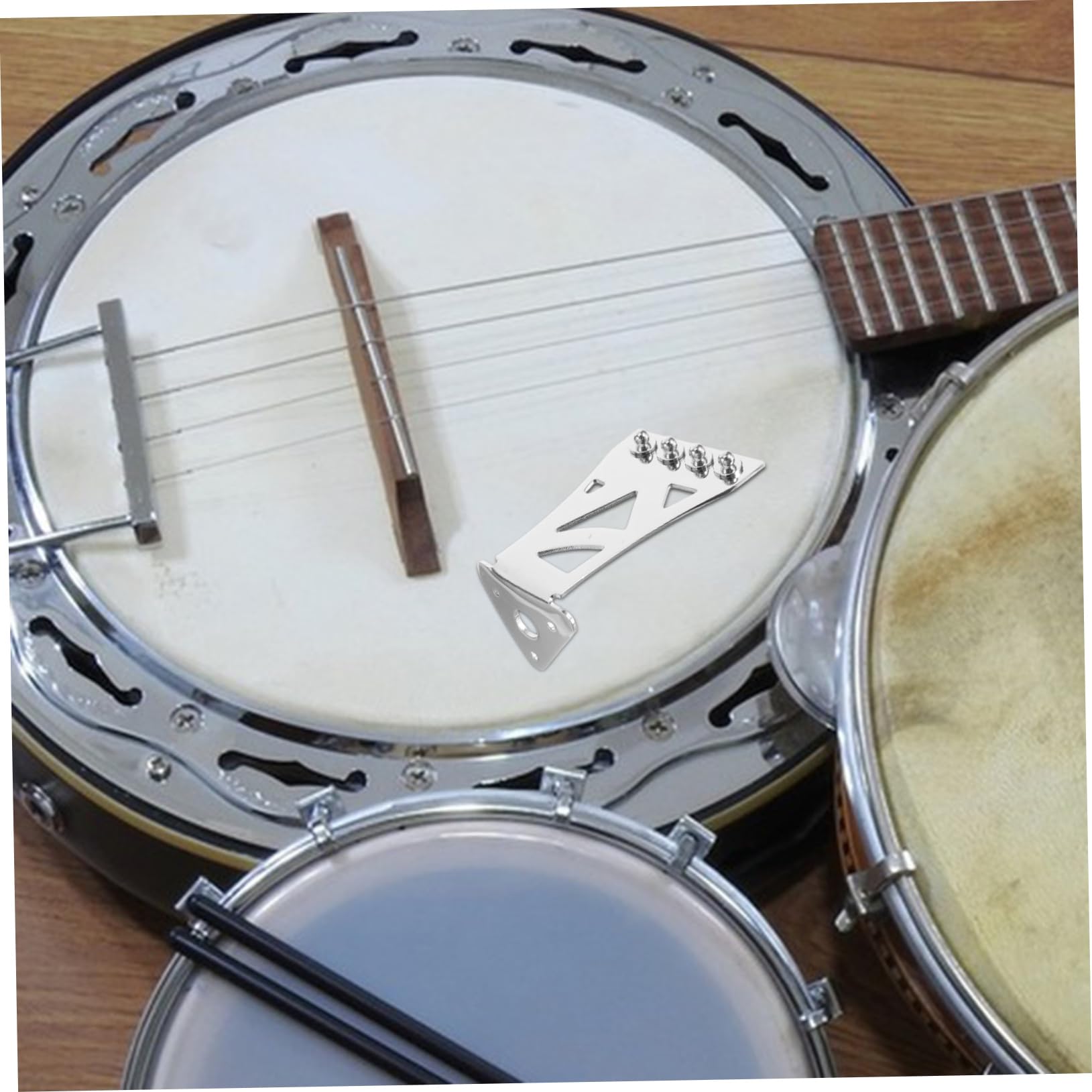 BESTonZON 4Szt Panel do ściągania wzorów głowa banjo części banjo końcówka banjo Końcówka struny banjo gitara materiały banjo metalowy strunnik banjo układ metalowy instrument muzyczny Dobb