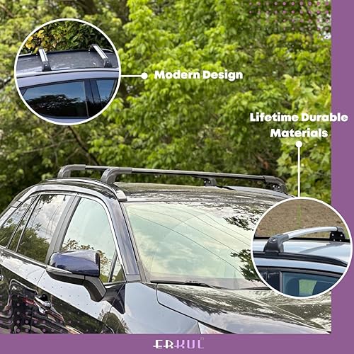 Miniatura 5 de ERKUL Barras transversales de techo resistentes de 220 libras para Cadillac XT5 2016-2025  Barras transversales de aluminio con bloqueo antirrobo