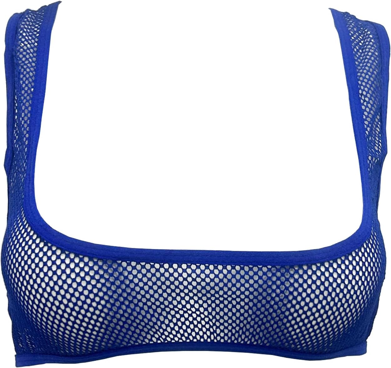 Women's Fishnet Mesh Crop Tops Deep U Bras Vest Spaghetti Strap Tank Tops