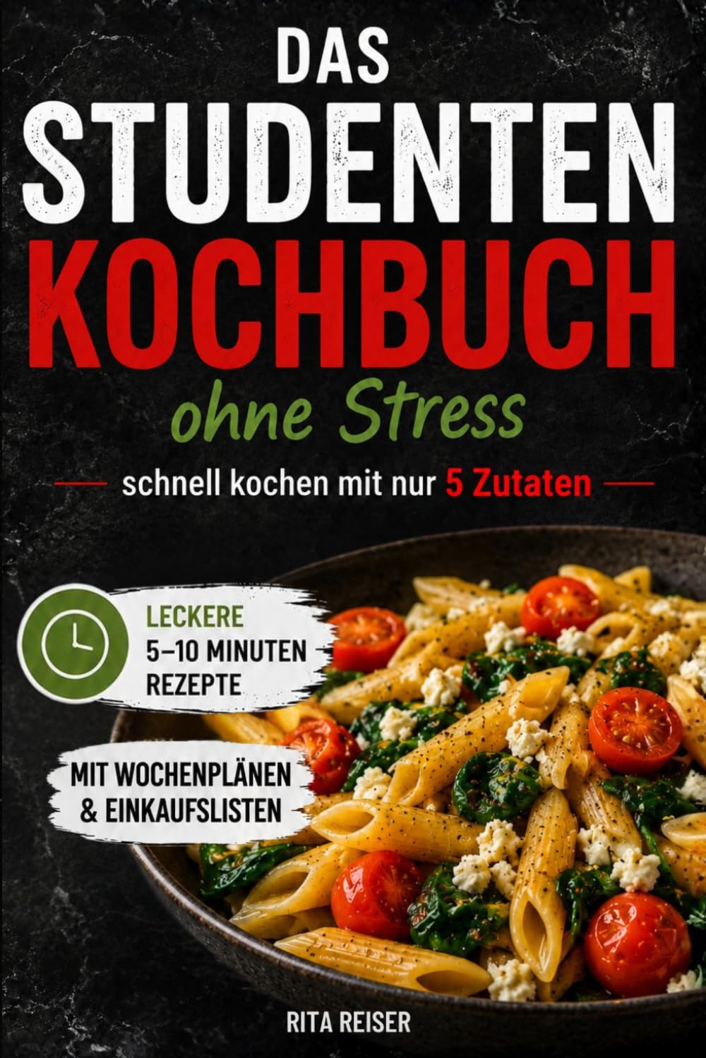 Das Studenten Kochbuch ohne Stress - schnell kochen mit nur 5 Zutaten: Leckere 5-10 Minuten-Rezepte für wenig Zeit mit Wochenplänen und Einkaufslisten.