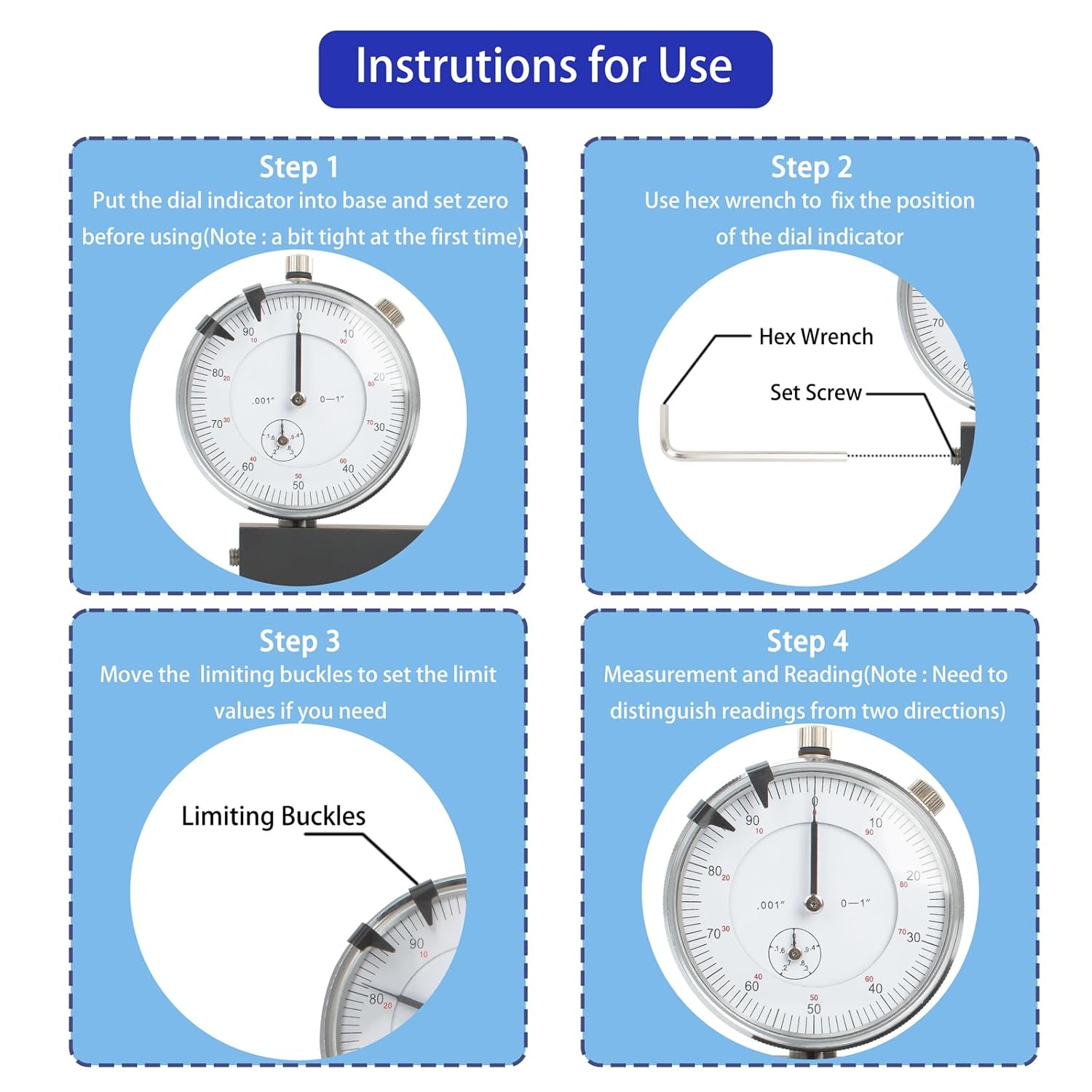 6434 Sleeve Height/Counter Bore/Cylinder Bore Gauge, Range: 0-1.00" Graduation: 0.001" Reading: 0-100, Suitable for All Diesel Engines Quickly and Accurately Measurement