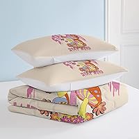 Vista 109 de SOULZZZ Juego de ropa de cama retro hippie tamaño matrimonial, edredón floral de hongos margaritas para niñas y mujeres, edredón negro con 2 fundas