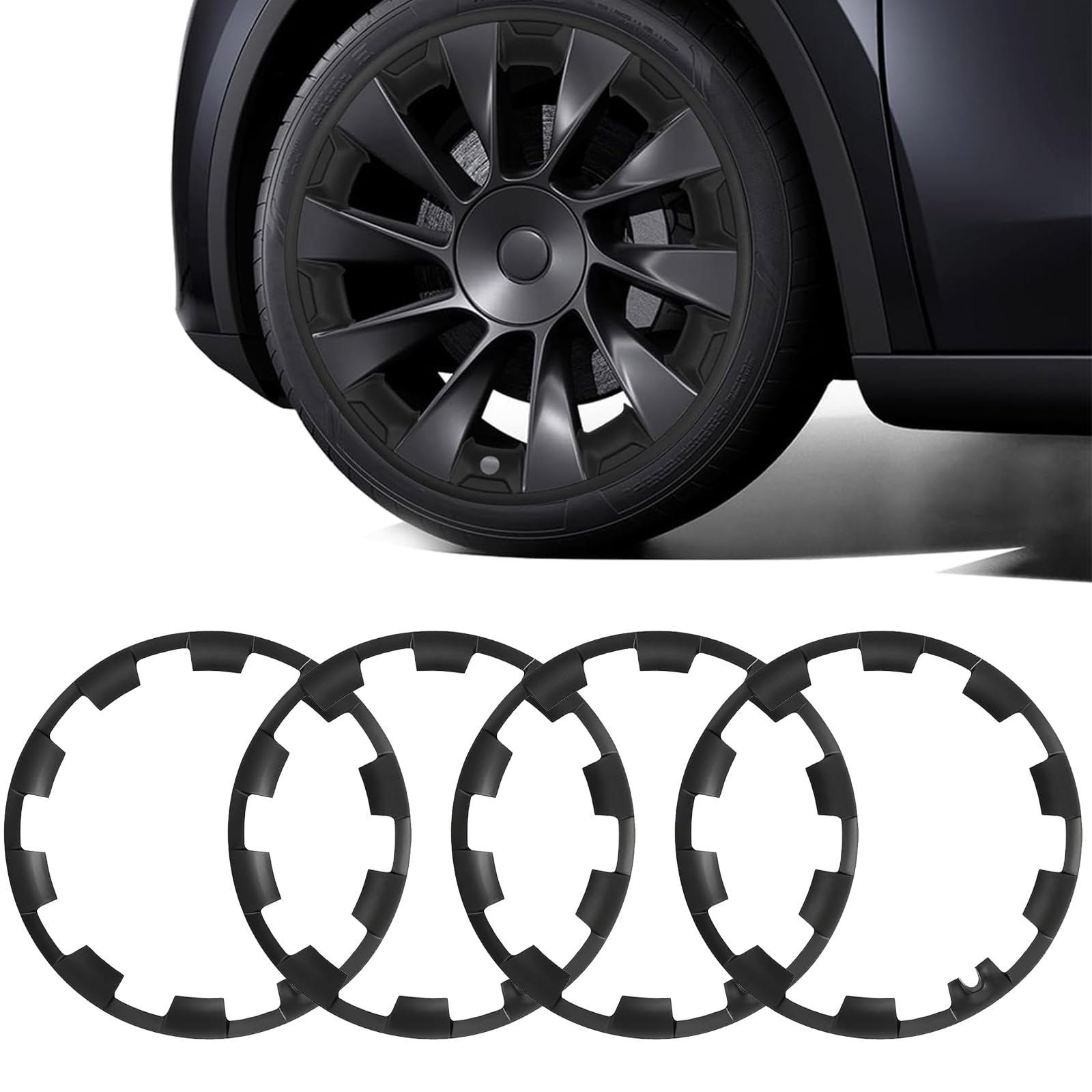 Wheel Rim Protector for Tesla Model Y 20 Inch Wheel Rim Protector All-in-one ABS Rim Hubcaps Cover Protection Accessories, Guard Scratch Curb Rash, Wheel Edge Trim Set of 4 (Model Y)