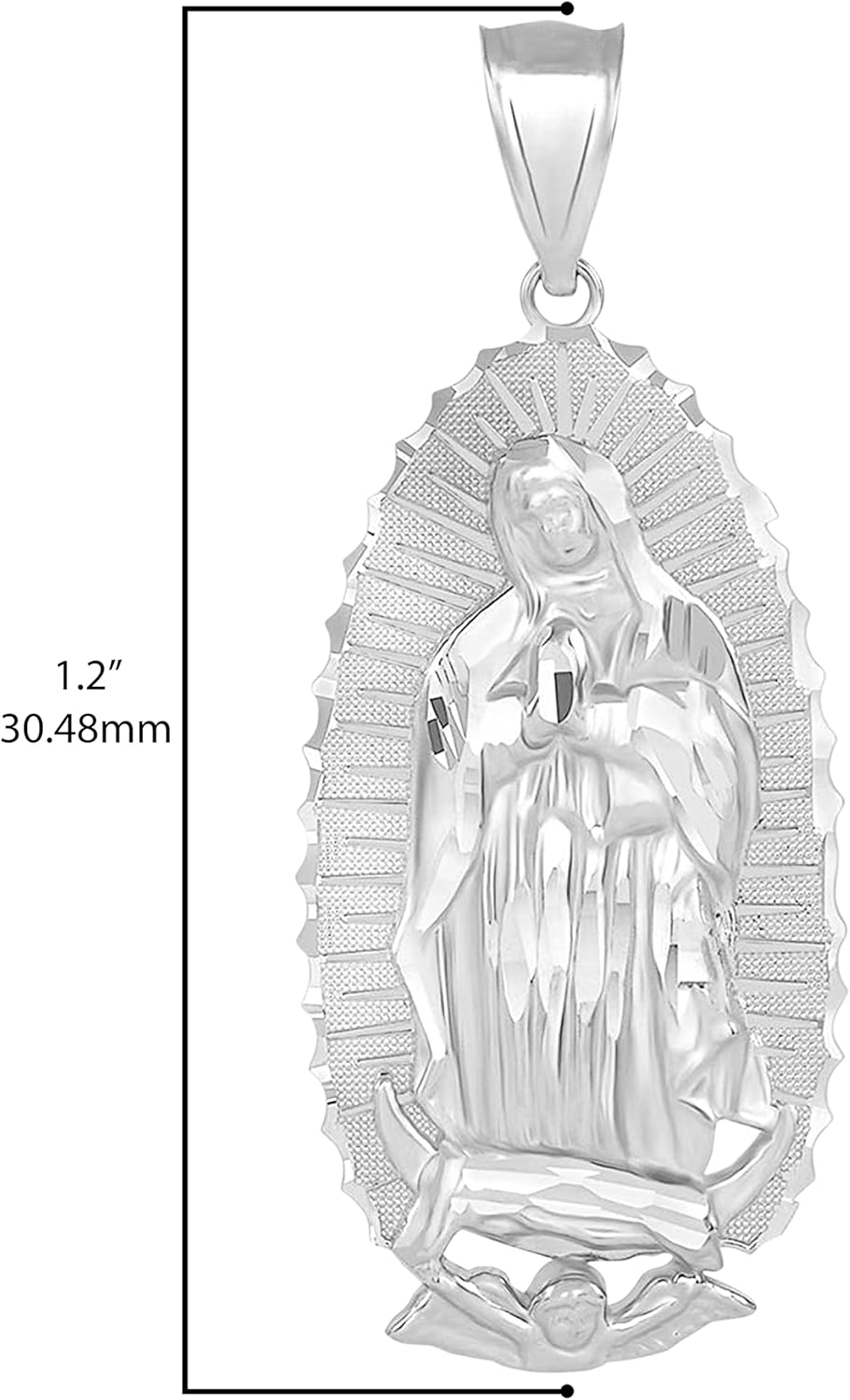 .925 Sterling Silver or Gold 1-1/5" Our Lady of Guadalupe Immaculate Conception Catholic Pendant - Choice of Metal Type, Color, and Fineness - Image 3
