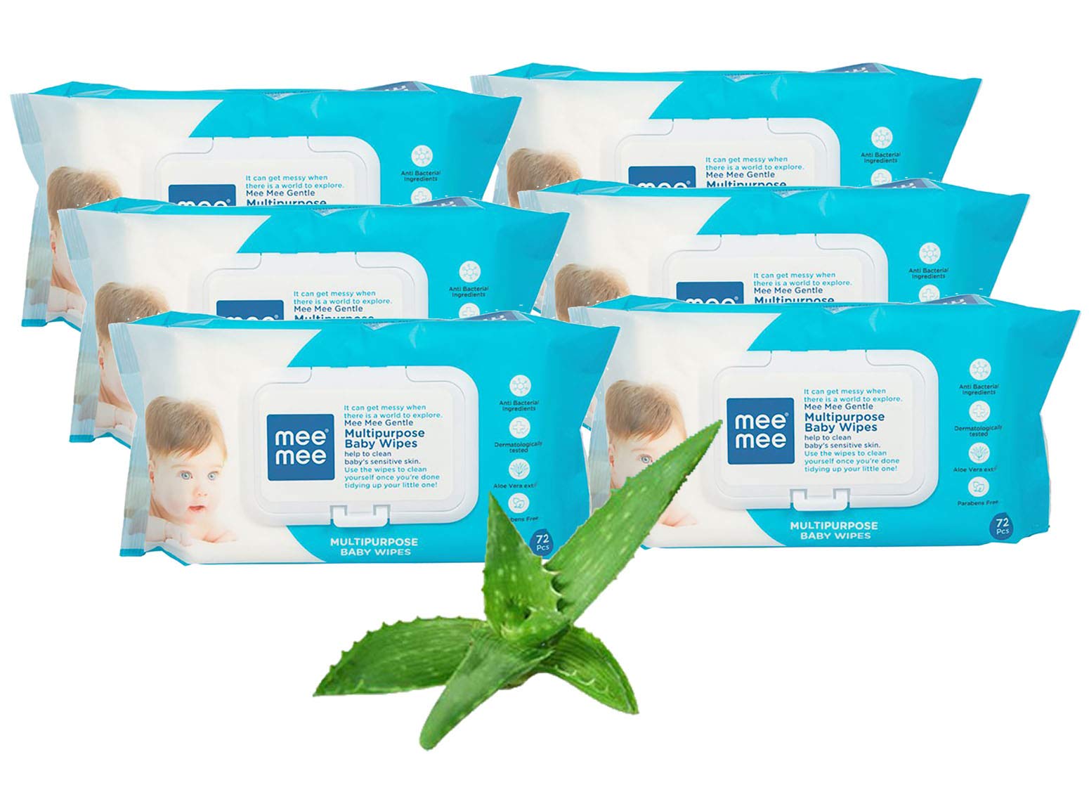 Meemee Baby Wipes(Gentle Multipurpose, 72 x 6 (432 Wipes) , Pack of 6